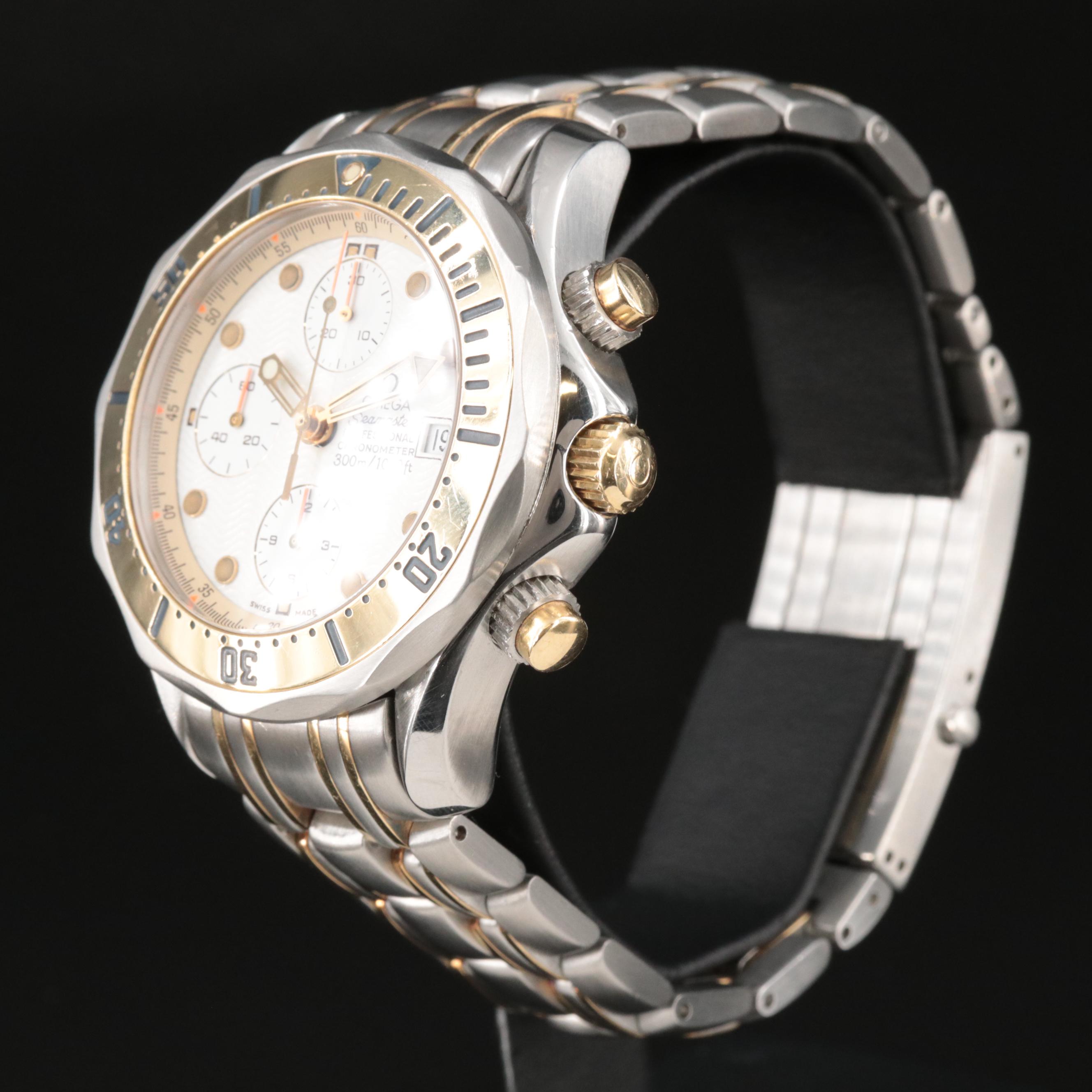 Omega Seamaster Pro Diver 18K Gold and Steel Chronograph Watch