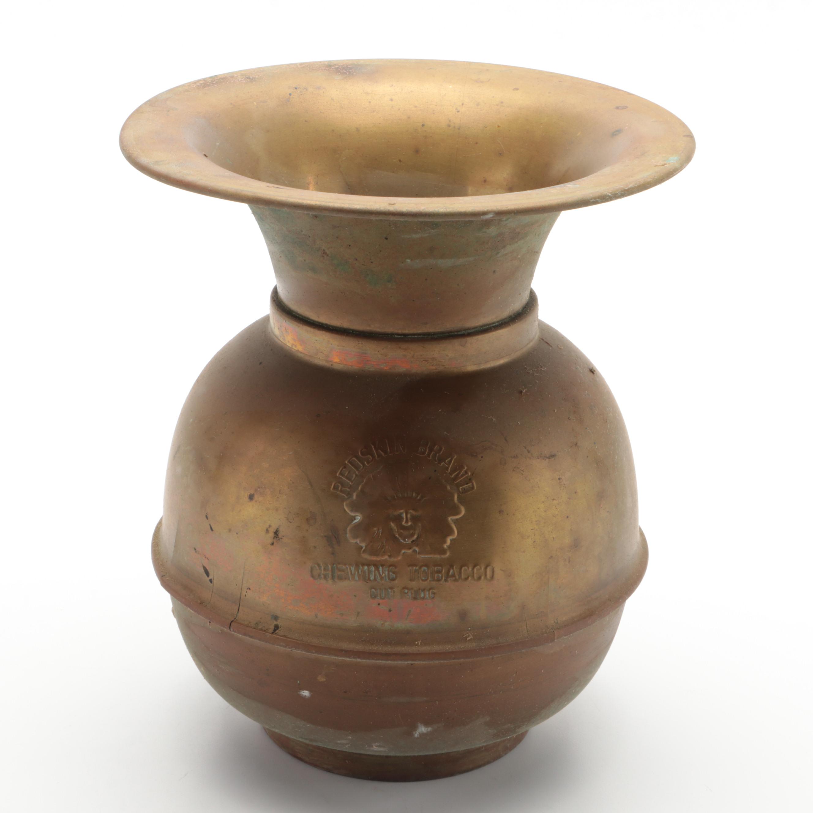 Redskin Brand Chewing Tobacco Brass Spittoon, 1910-1930