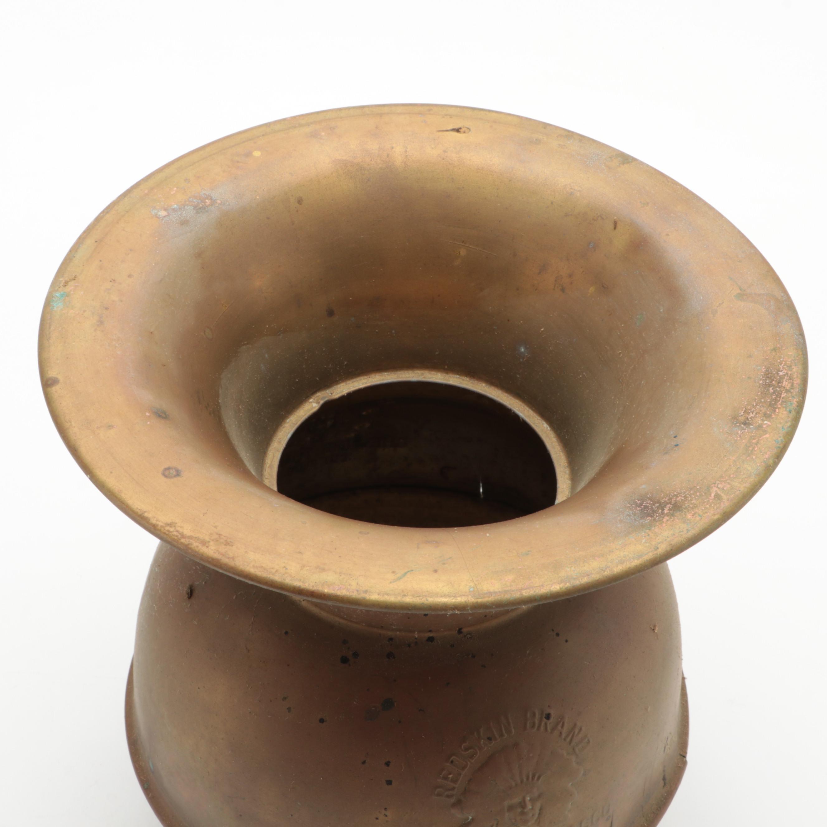 Redskin Brand Chewing Tobacco Brass Spittoon, 1910-1930