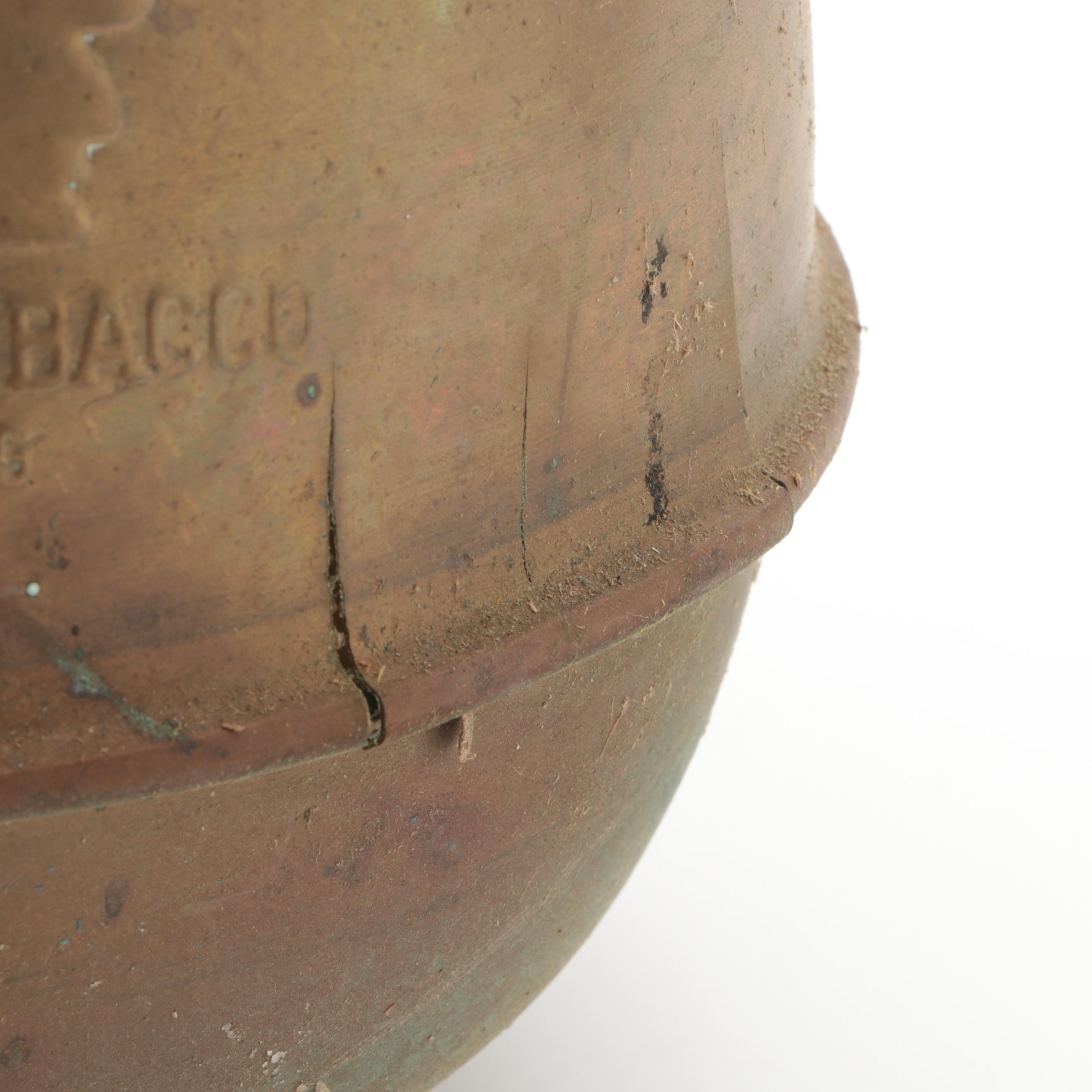 Redskin Brand Chewing Tobacco Brass Spittoon, 1910-1930
