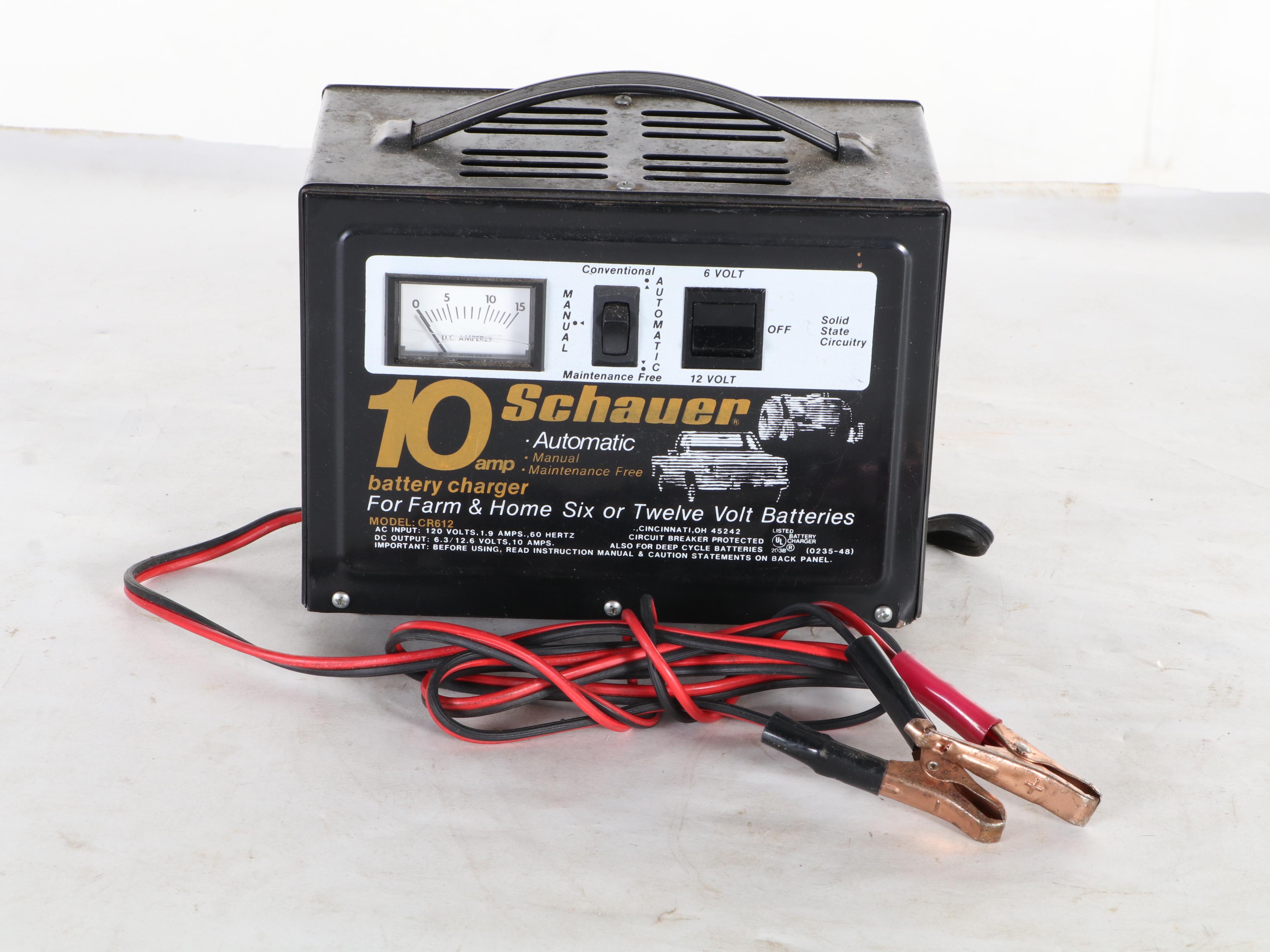 Schauer Automatic 10 Amp Battery Charger and Husky Air Pump