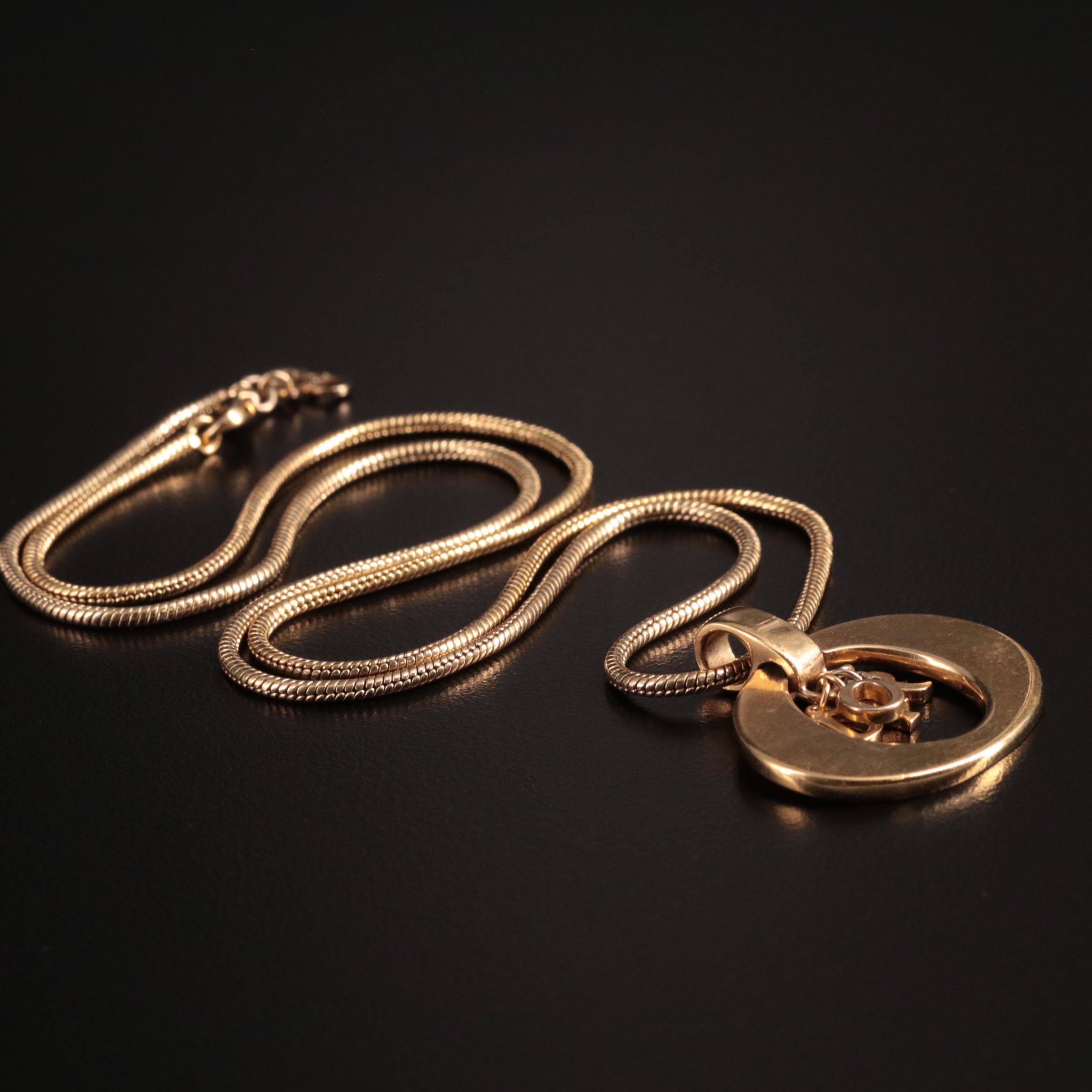 Christian Dior Logo Circle Pendant Necklace