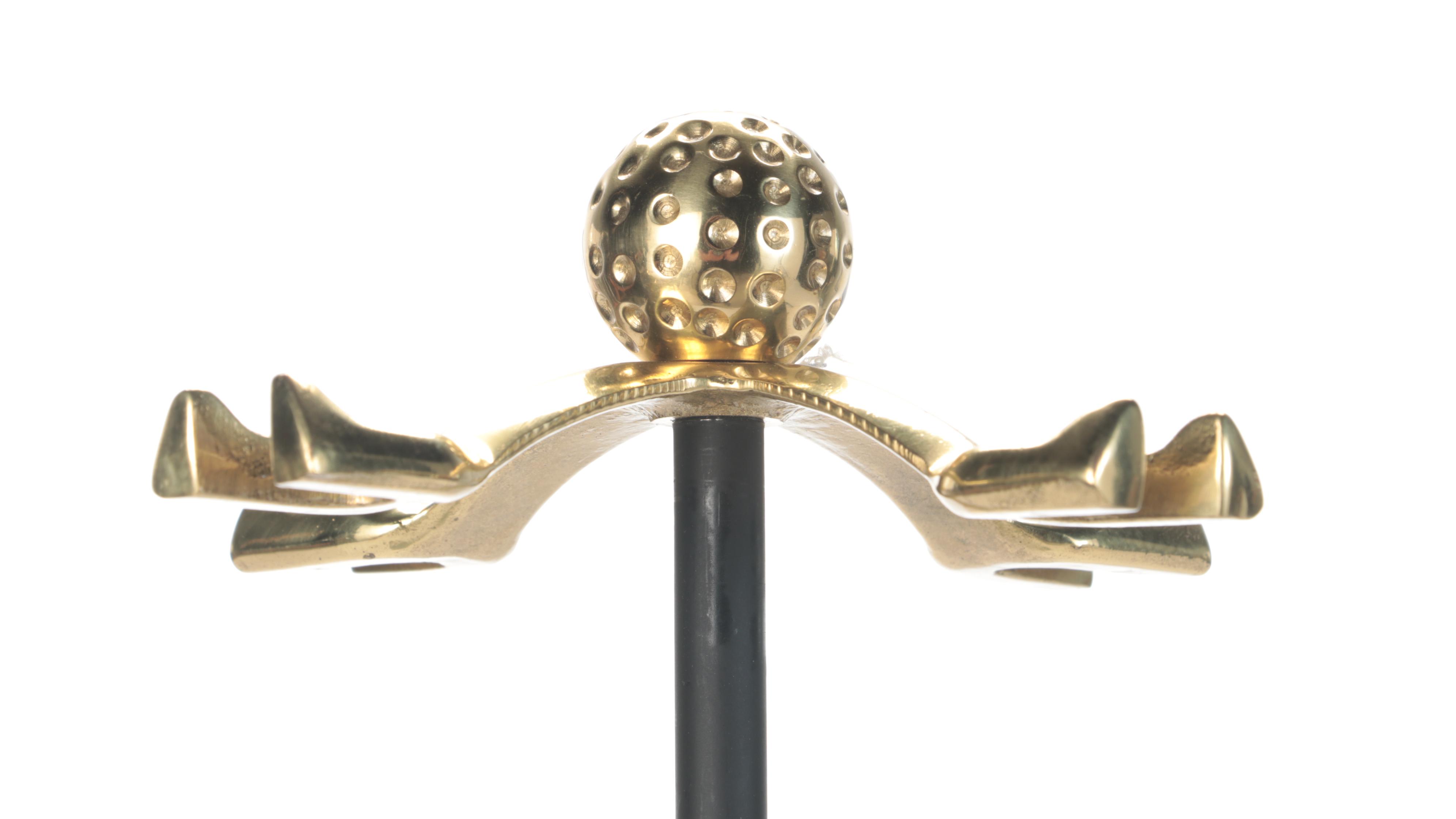 Brass and Cast Iron Golf Themed Fireplace Tool Set