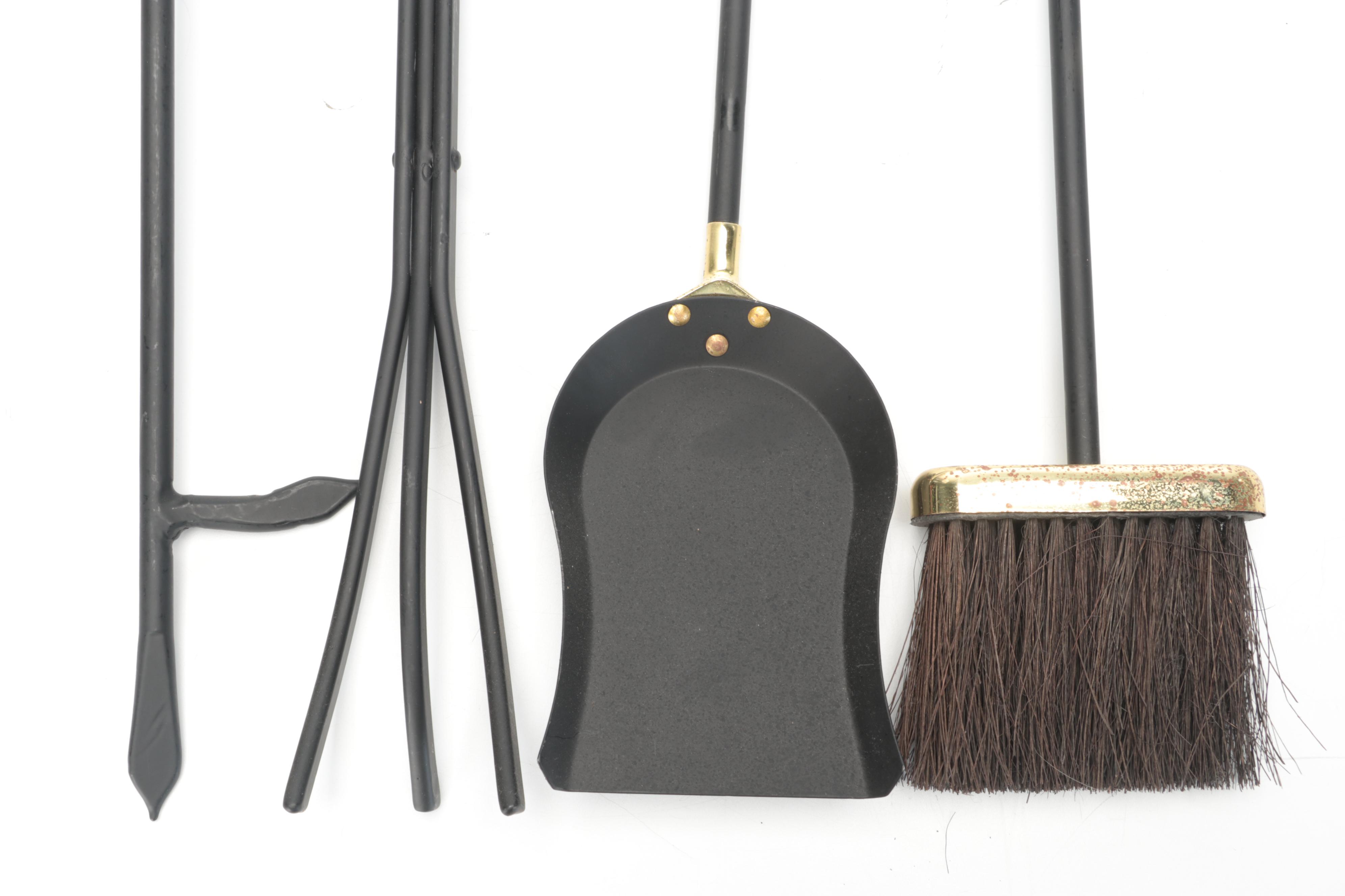 Brass and Cast Iron Golf Themed Fireplace Tool Set