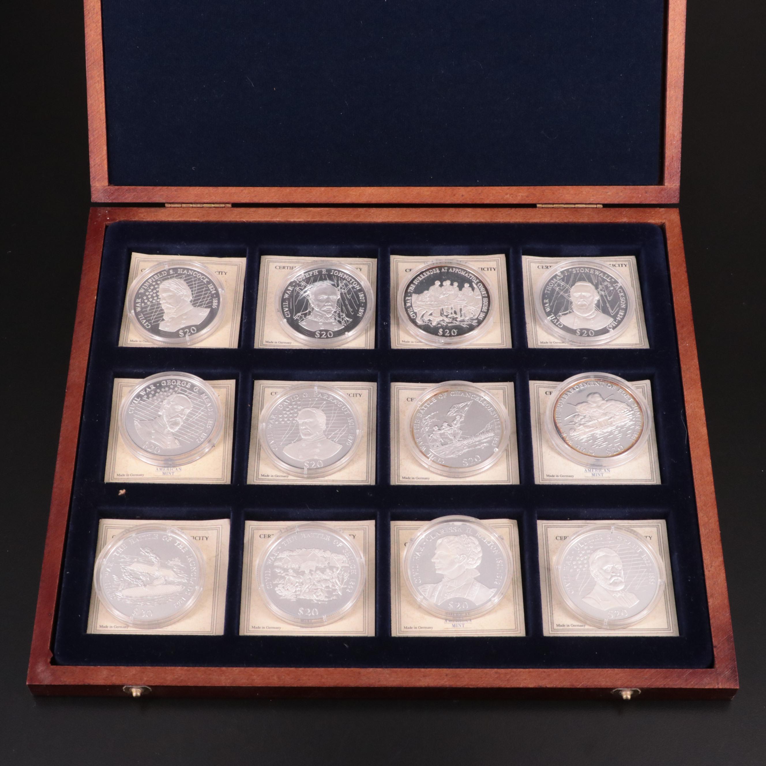 Set of Twelve .999 Silver Civil War Medals
