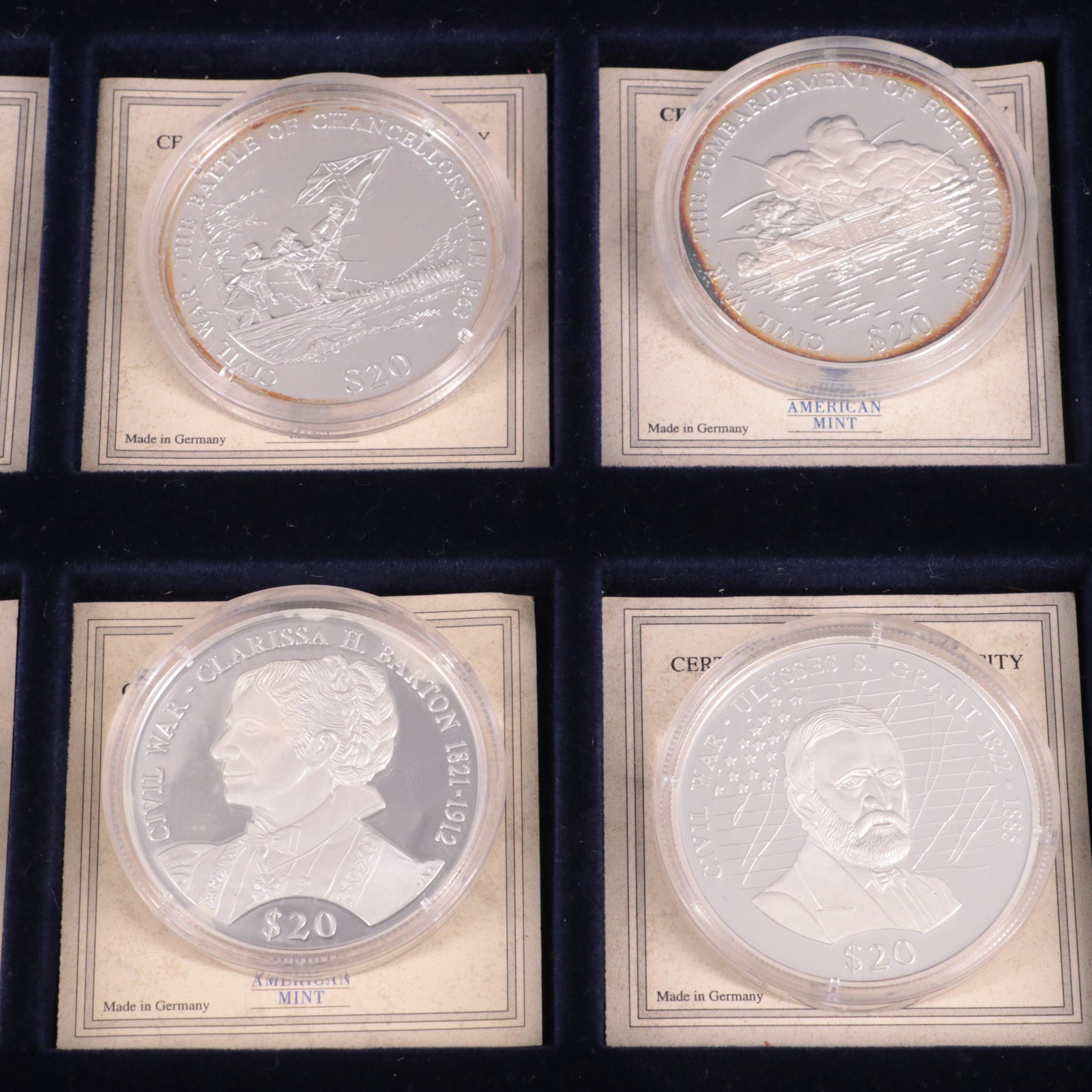 Set of Twelve .999 Silver Civil War Medals