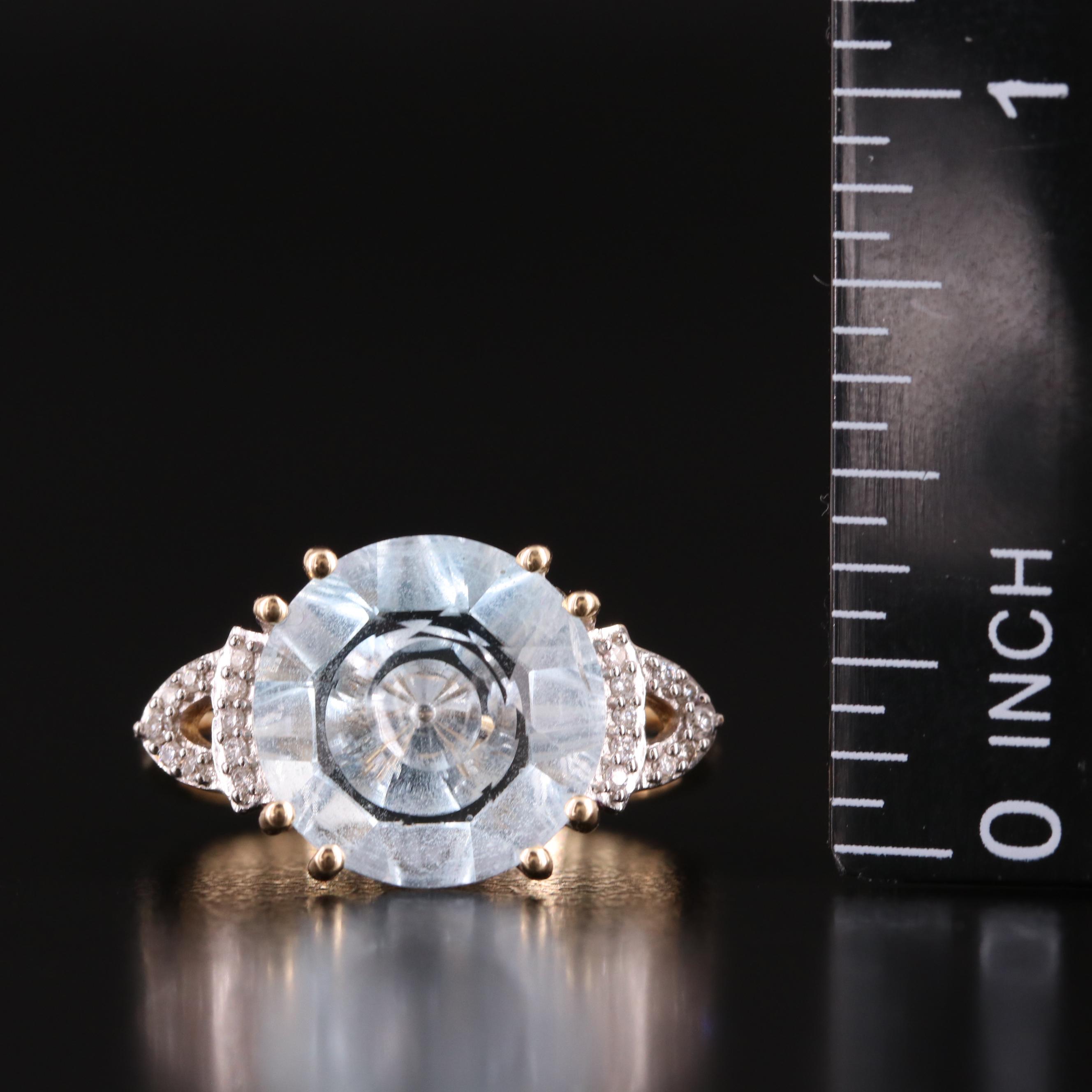 Glenn Lehrer 10K Sky Blue Topaz and Diamond Ring