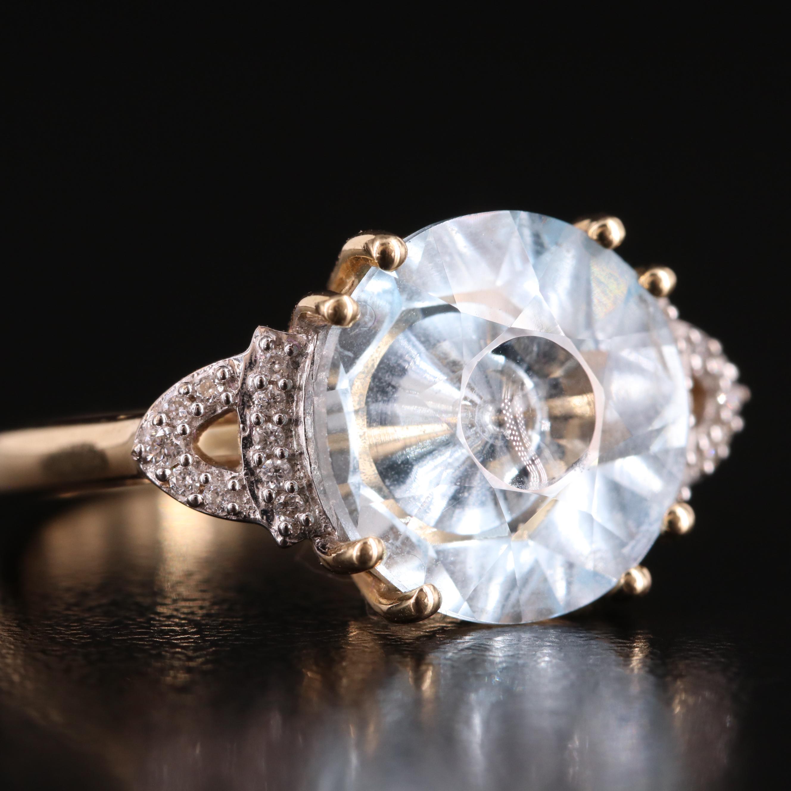 Glenn Lehrer 10K Sky Blue Topaz and Diamond Ring