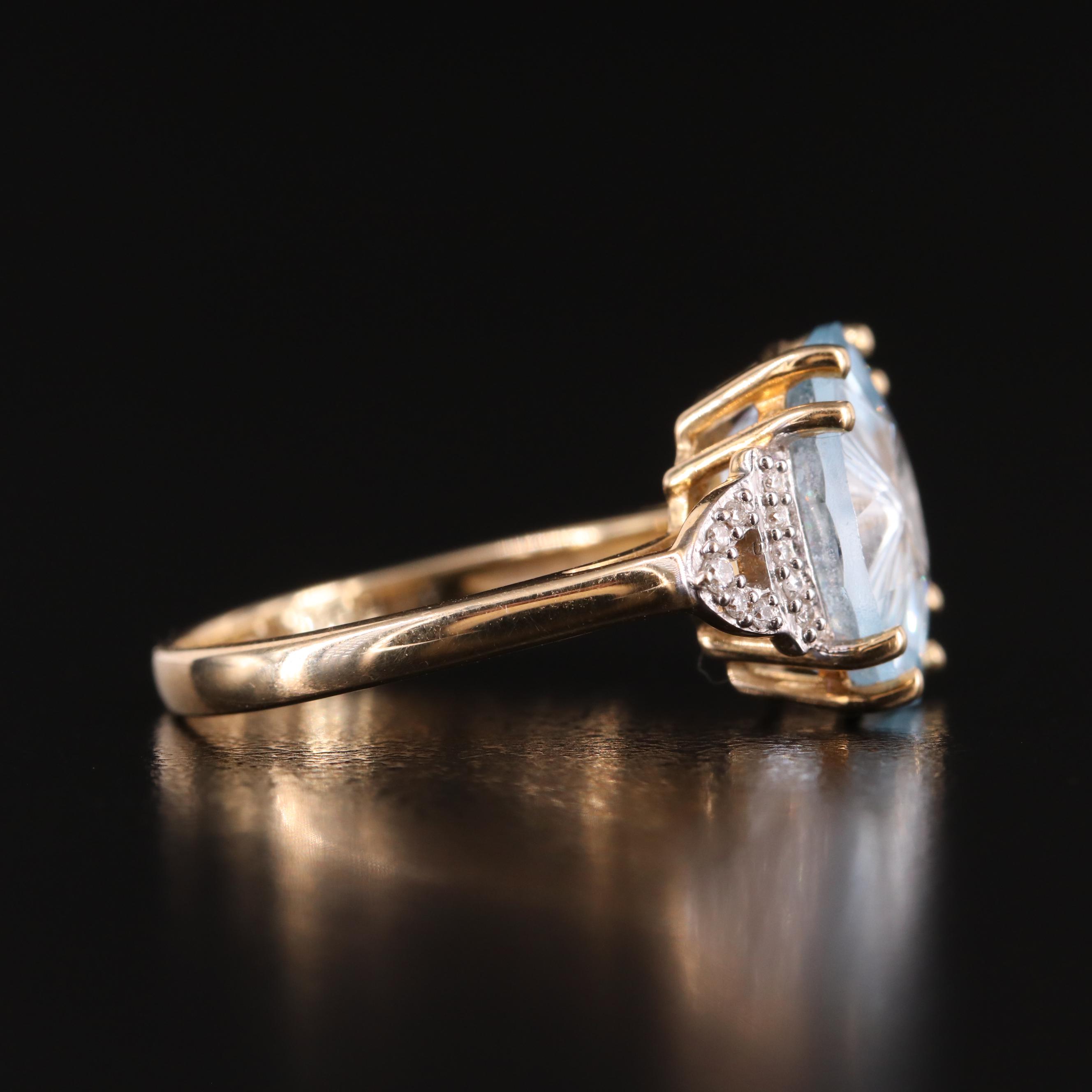 Glenn Lehrer 10K Sky Blue Topaz and Diamond Ring