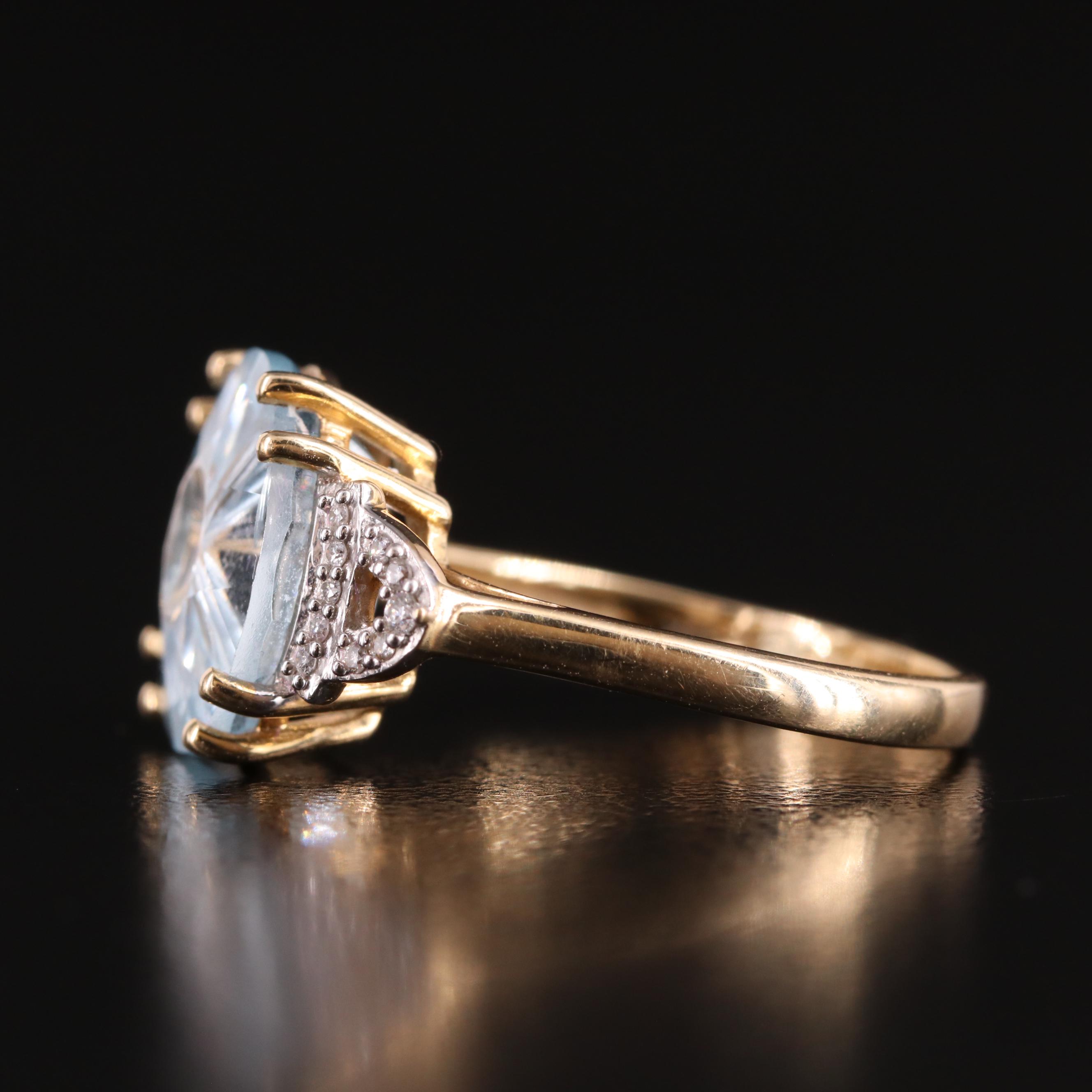 Glenn Lehrer 10K Sky Blue Topaz and Diamond Ring