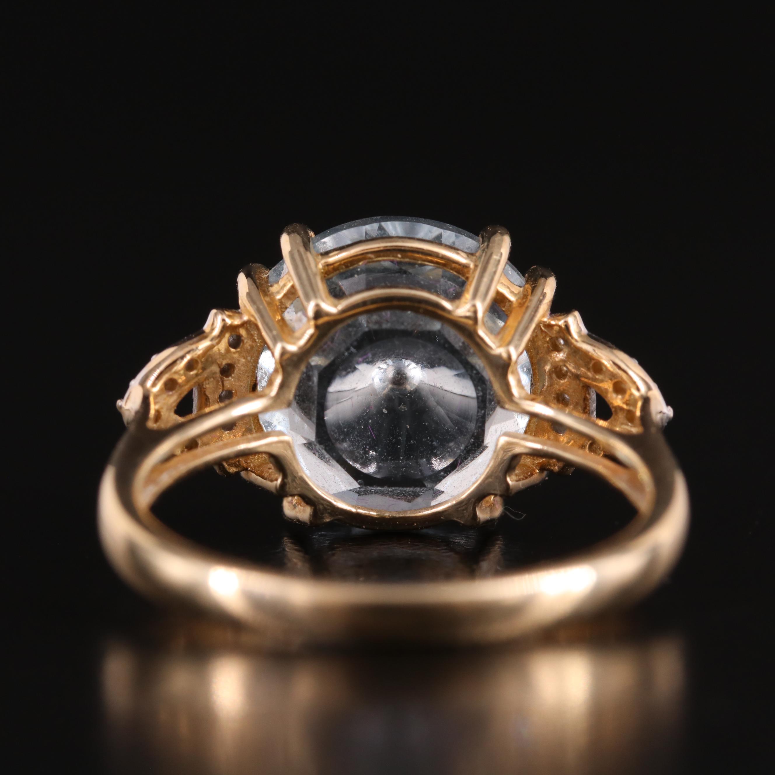 Glenn Lehrer 10K Sky Blue Topaz and Diamond Ring