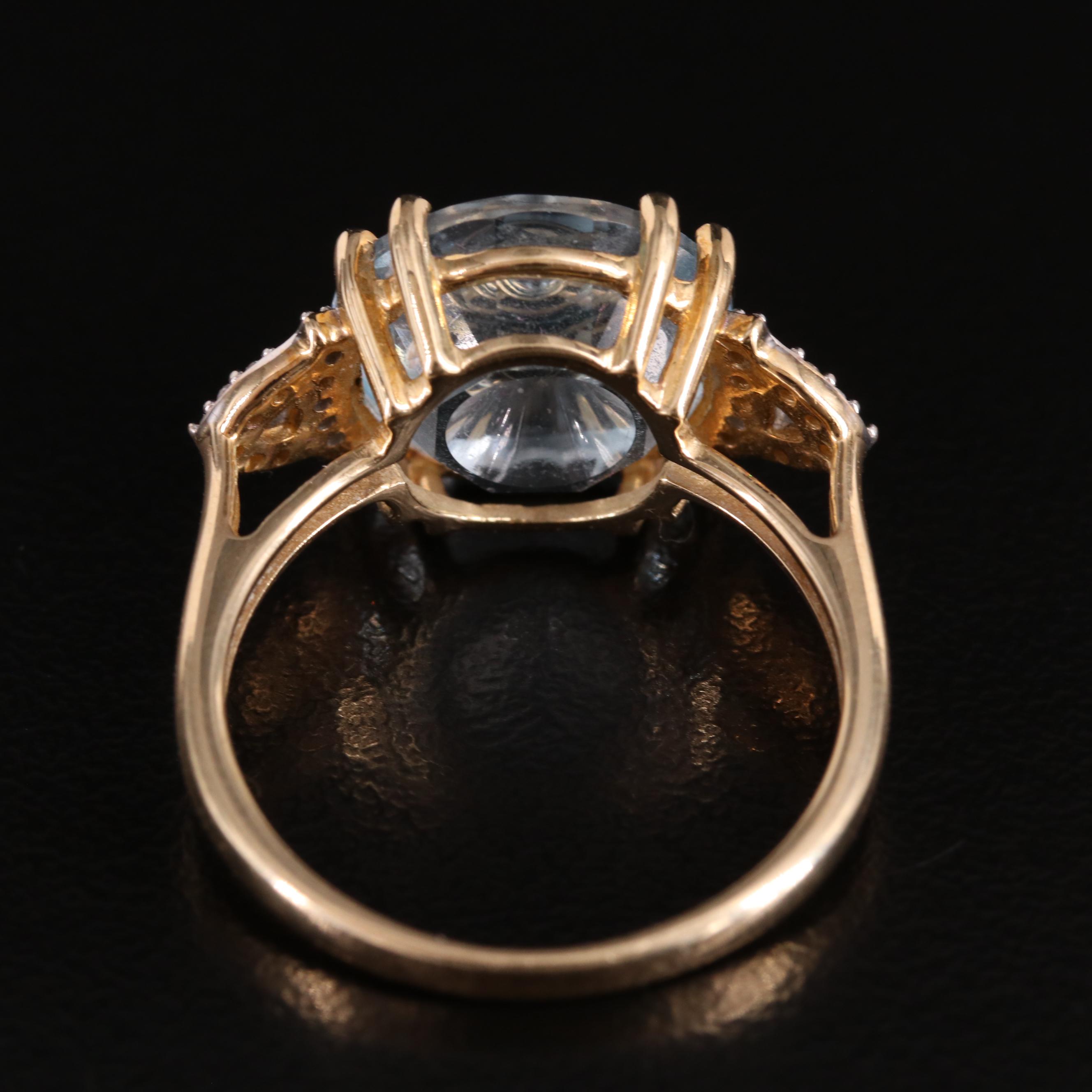 Glenn Lehrer 10K Sky Blue Topaz and Diamond Ring