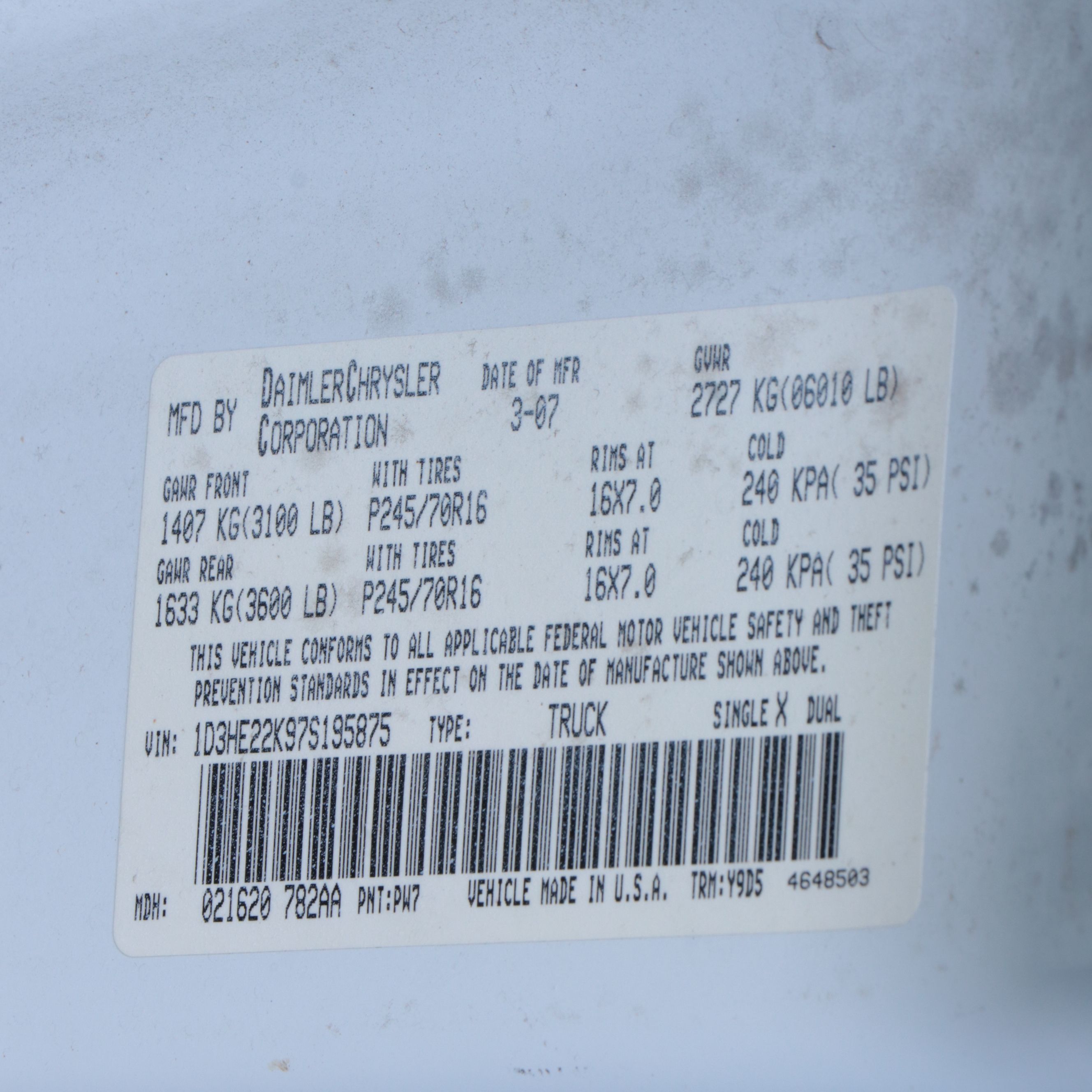 2007 Dodge Dakota Extended Cab Truck