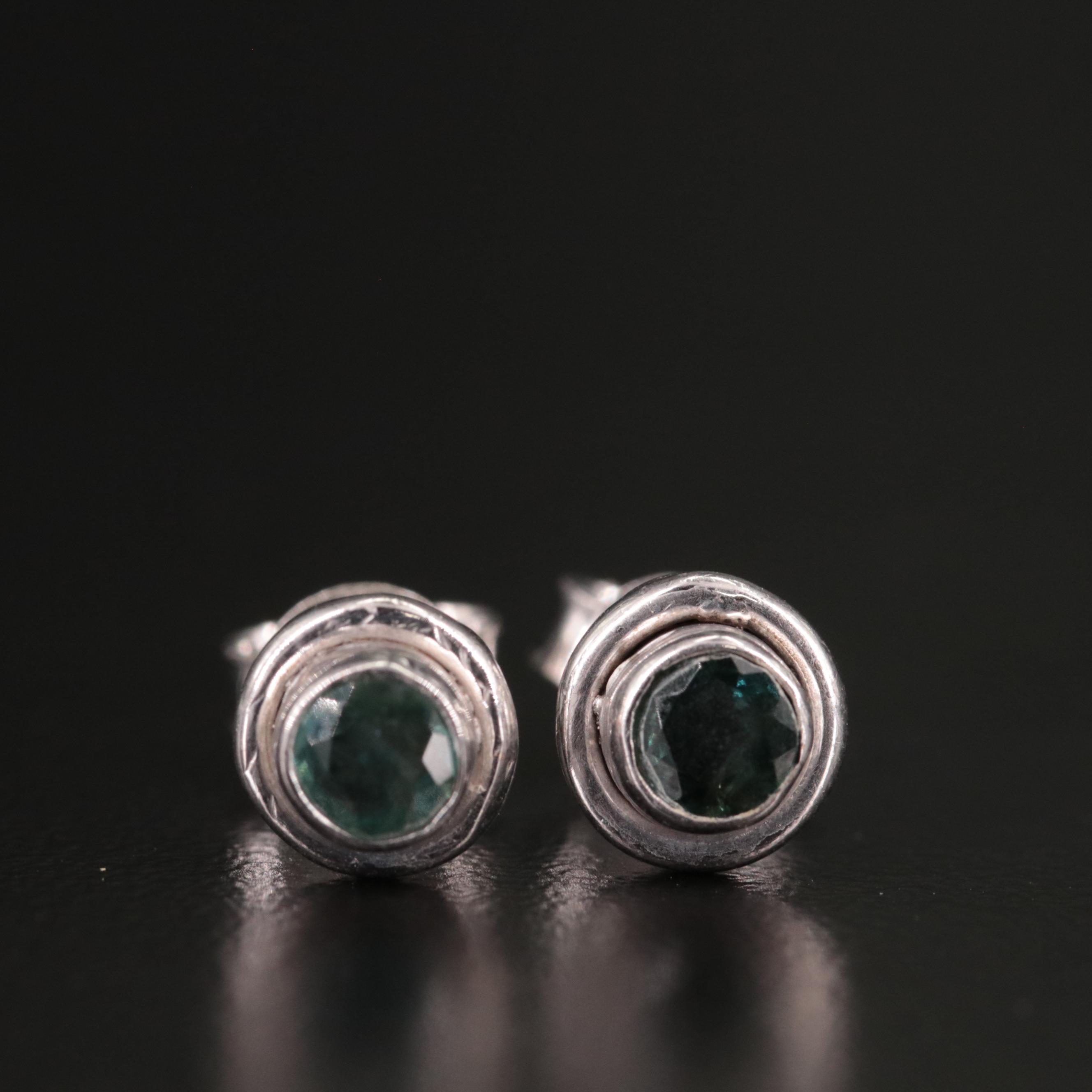 Sterling Sapphire Stud Earrings