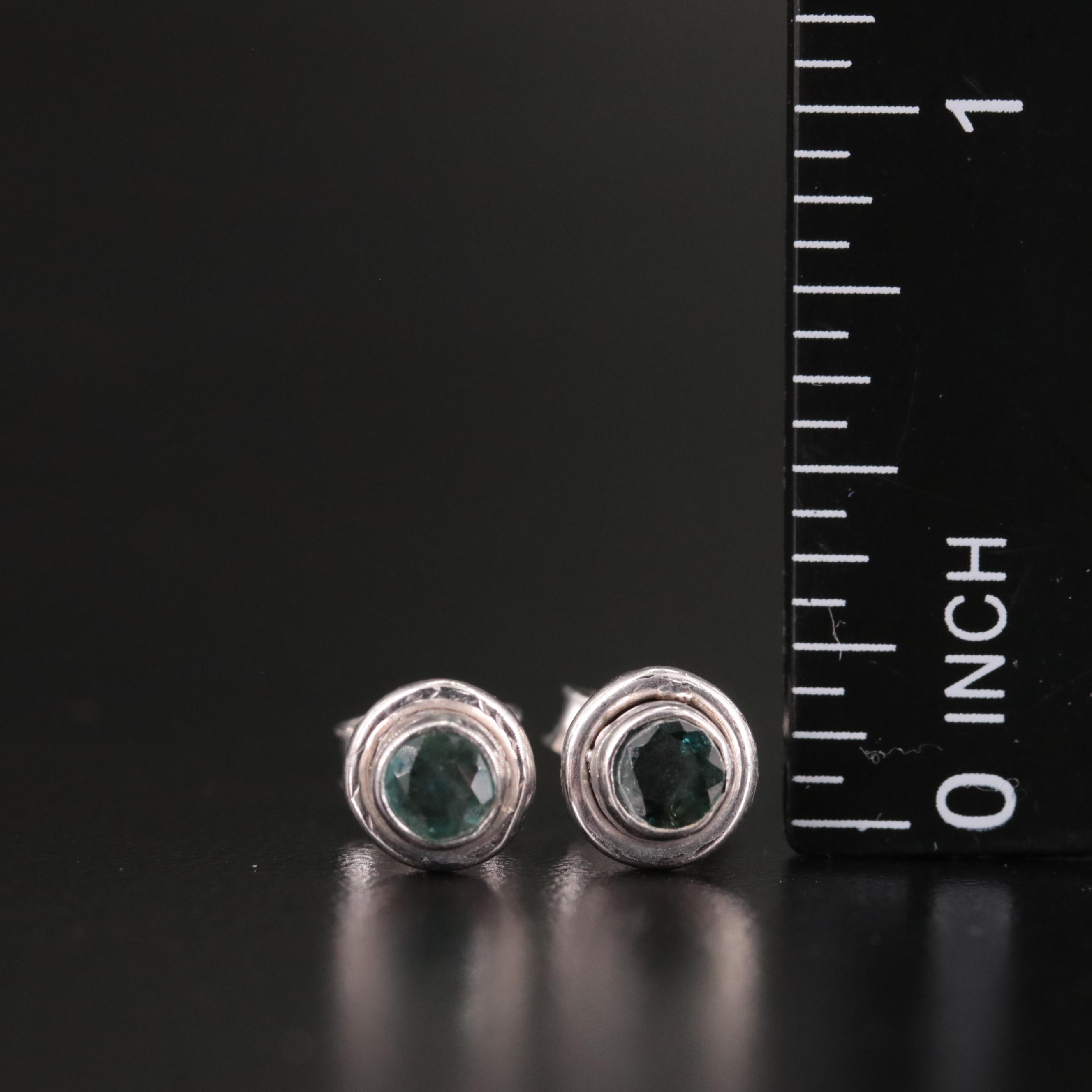 Sterling Sapphire Stud Earrings