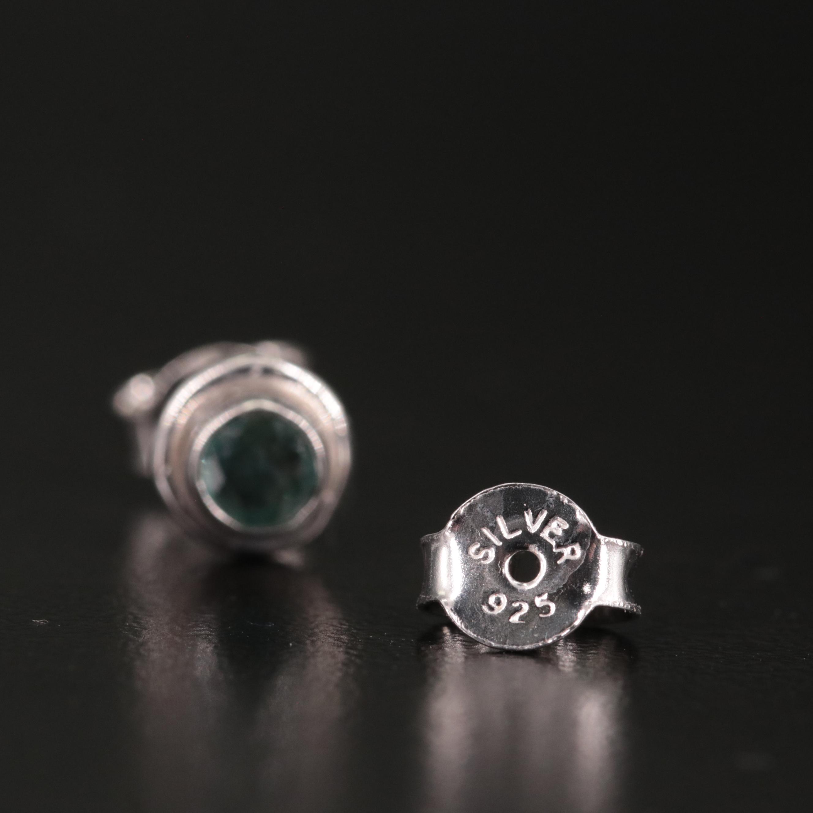 Sterling Sapphire Stud Earrings