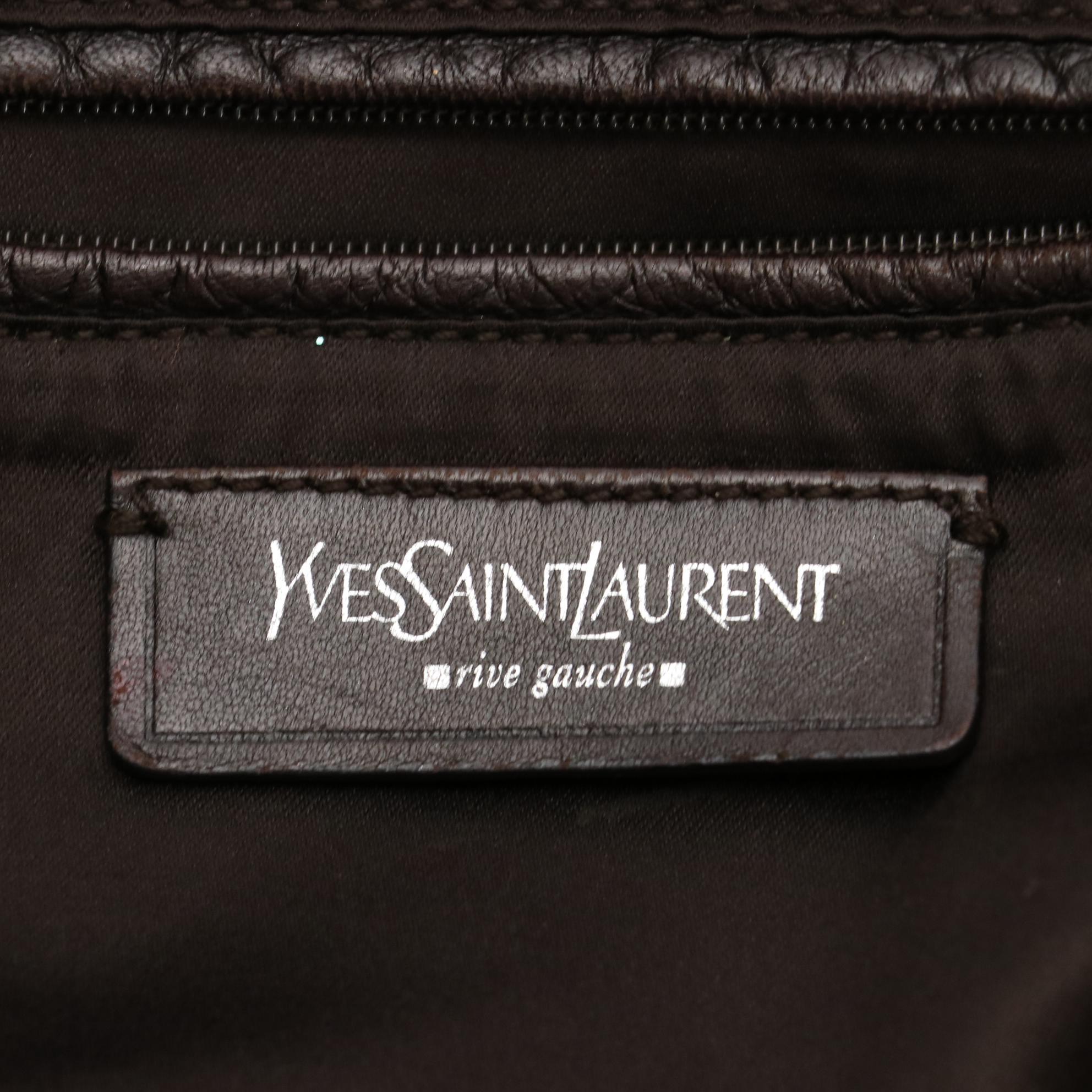 Yves Saint Laurent Tote Bag in Canvas with YSL Monogram Logo and Leather Trim
