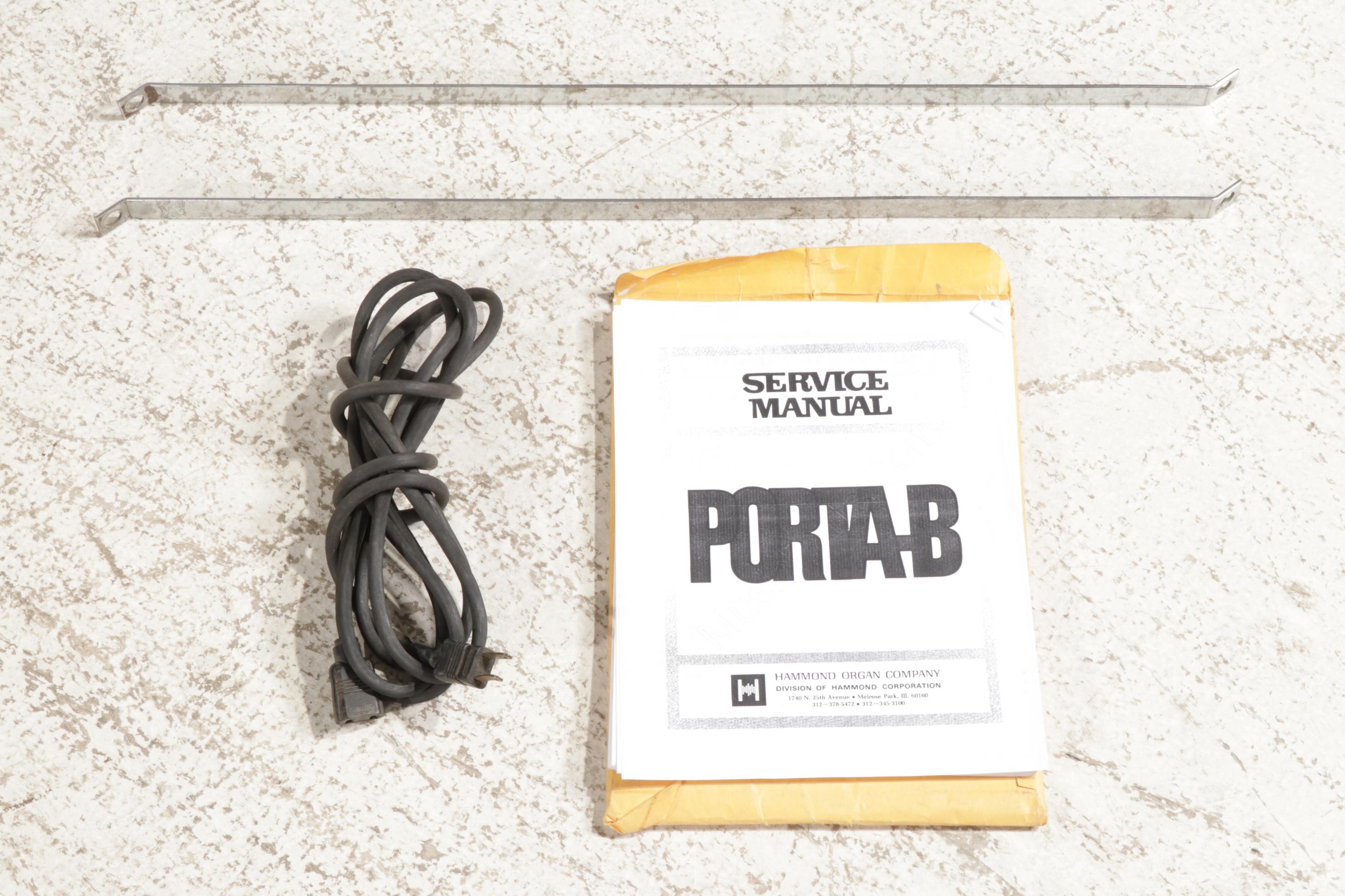 Hammond Porta-B Organ with Sunn Speakers, Amplifier, and Service Manual Copy