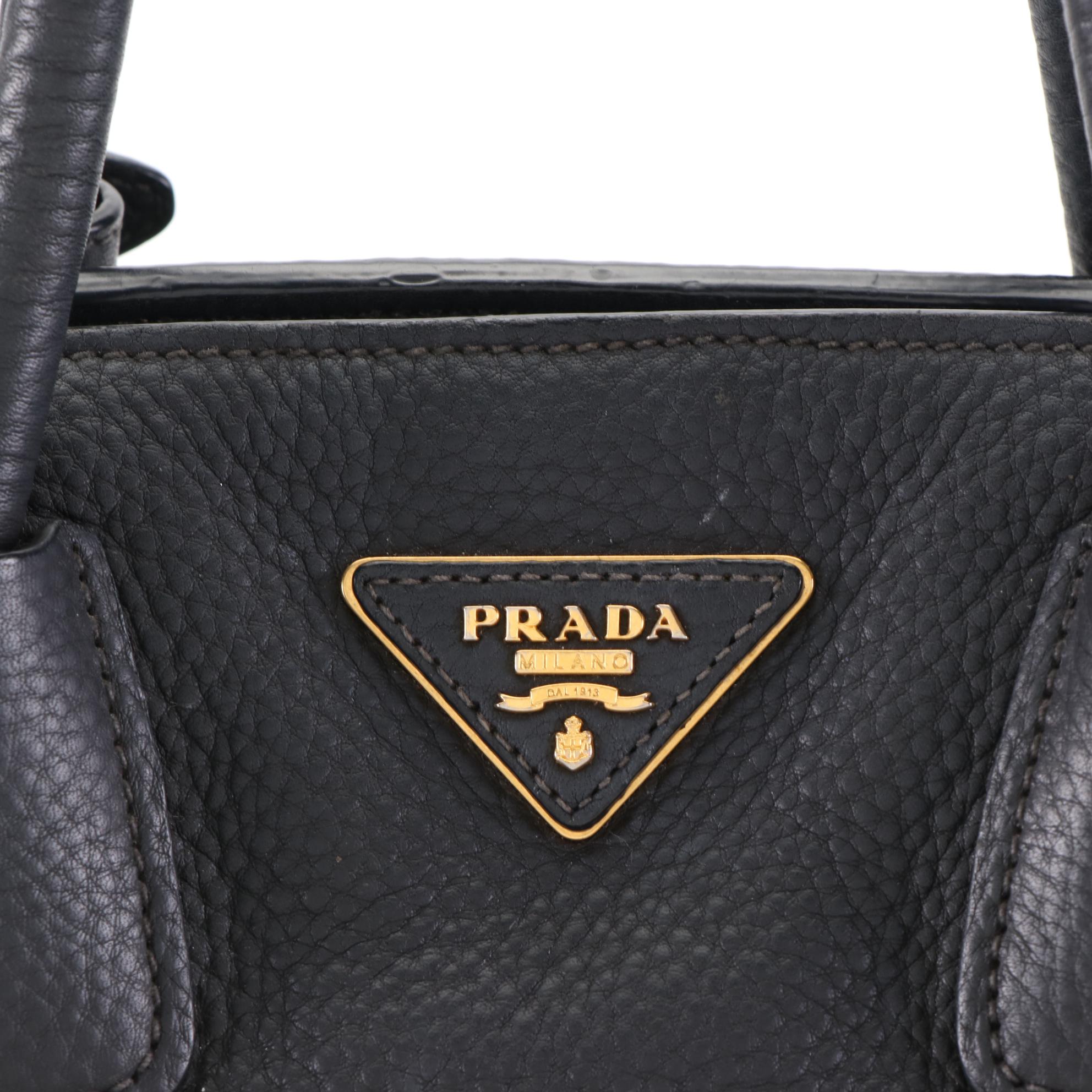 Prada Front Pocket Convertible Tote in Vitello Daino Leather