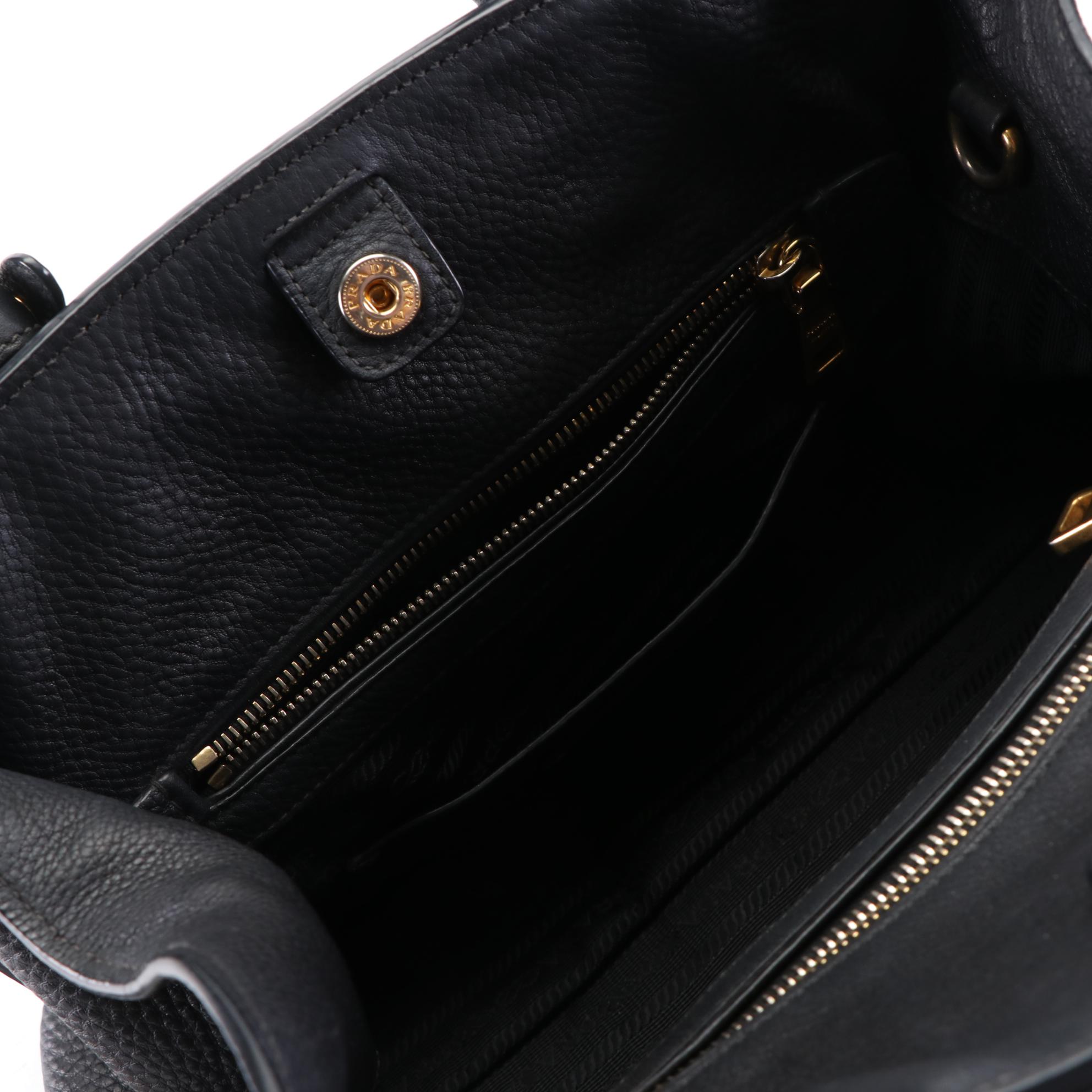 Prada Front Pocket Convertible Tote in Vitello Daino Leather