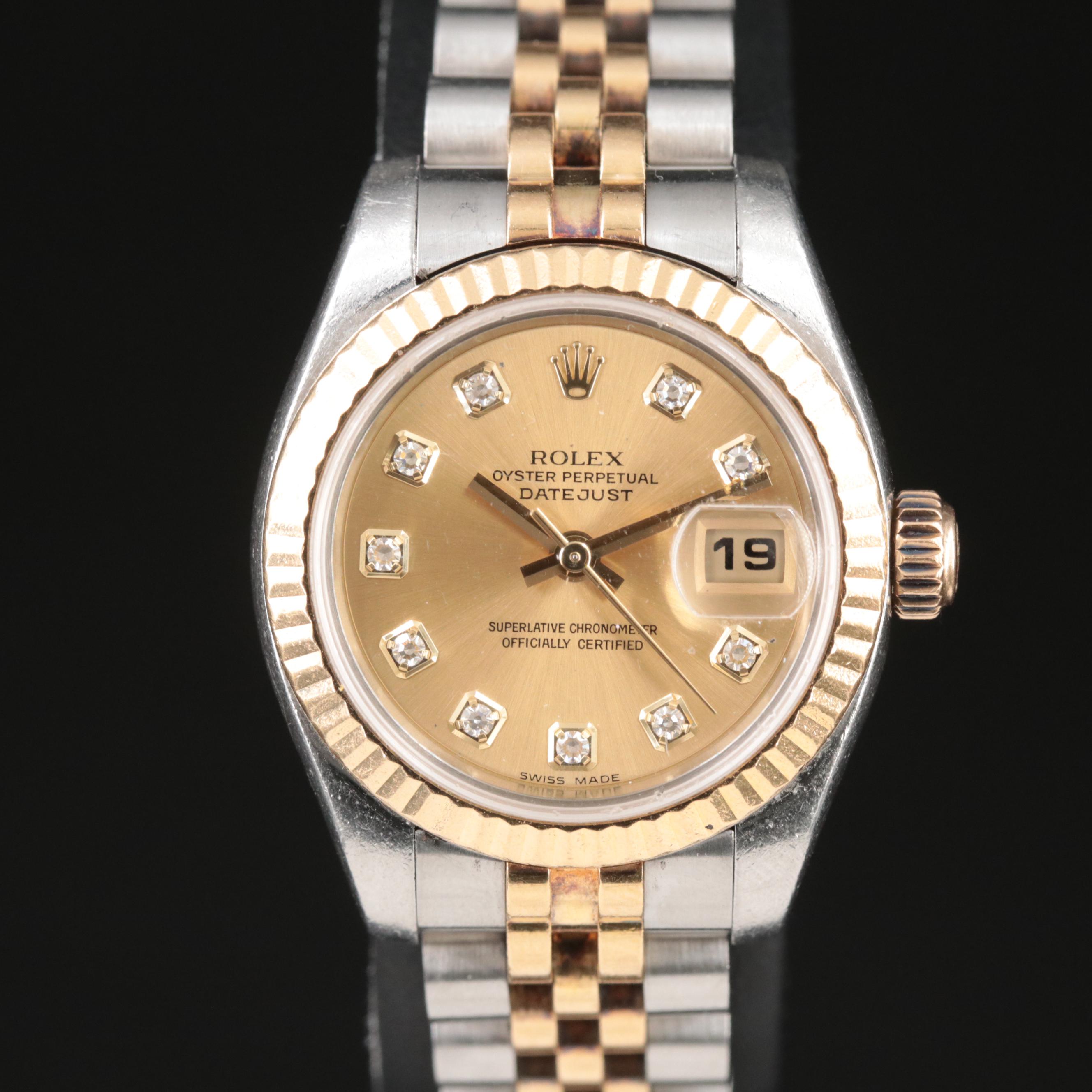 2005 Rolex Oyster Perpetual Factory Diamond Dial Datejust Watch