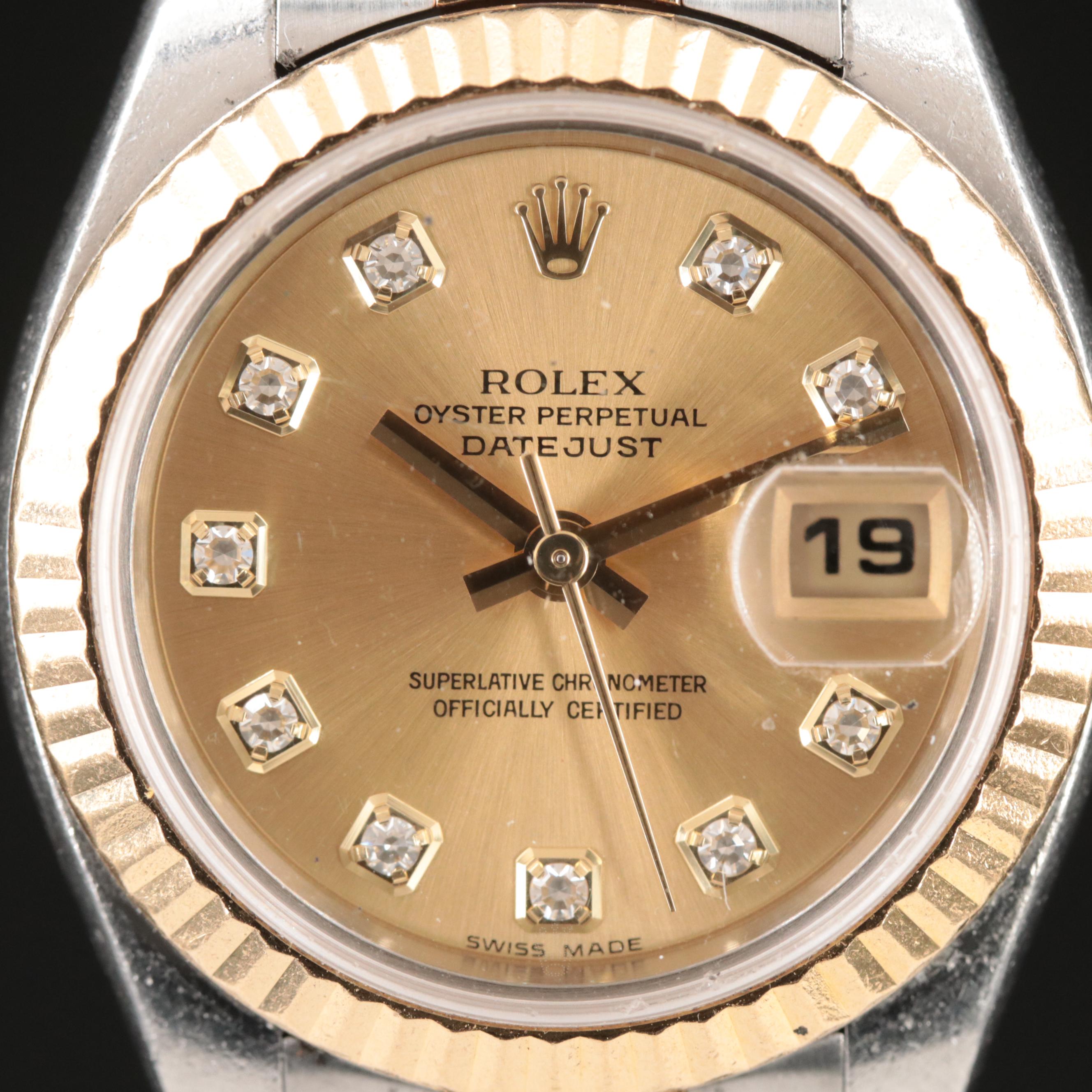 2005 Rolex Oyster Perpetual Factory Diamond Dial Datejust Watch