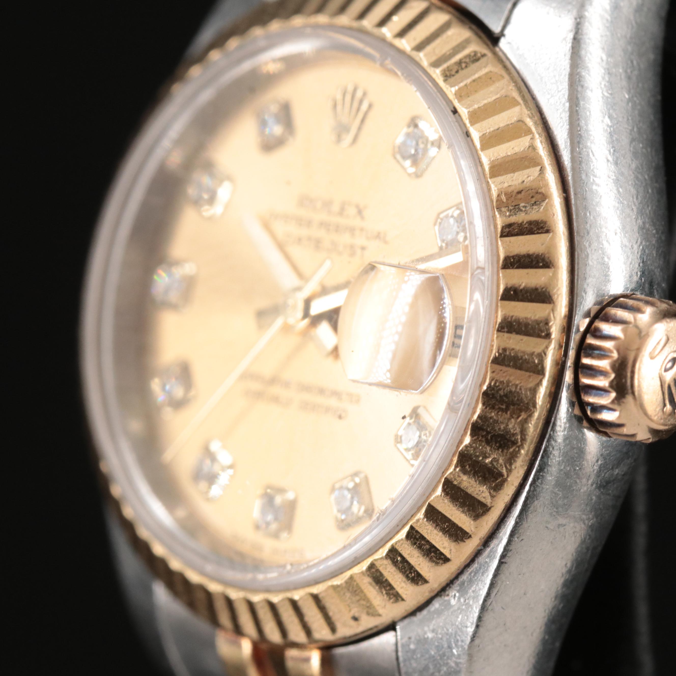 2005 Rolex Oyster Perpetual Factory Diamond Dial Datejust Watch