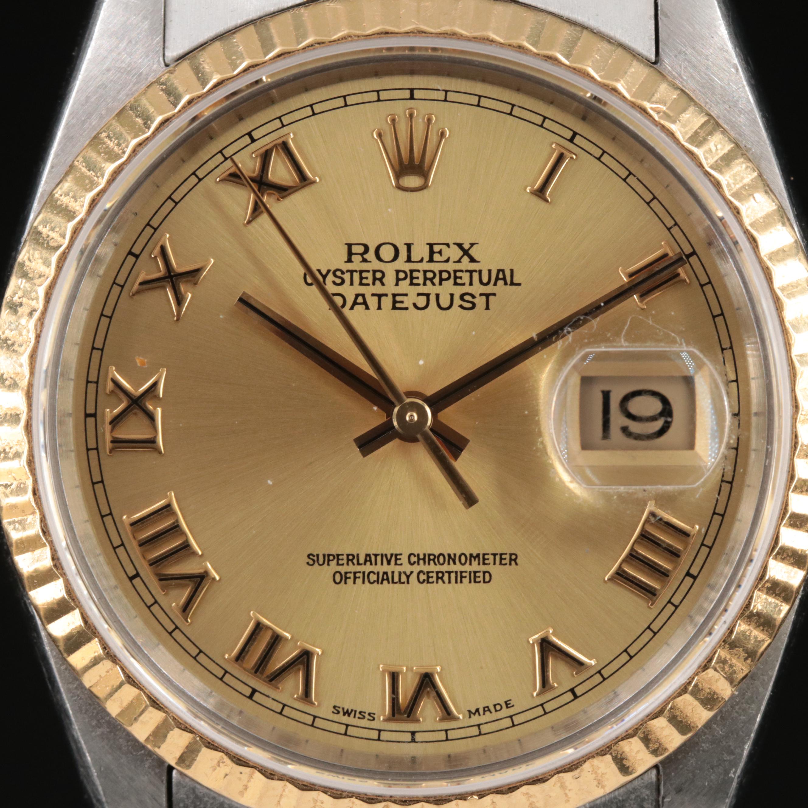 1991 Rolex Oyster Perpetual Datejust 18K and Stainless Steel Watch