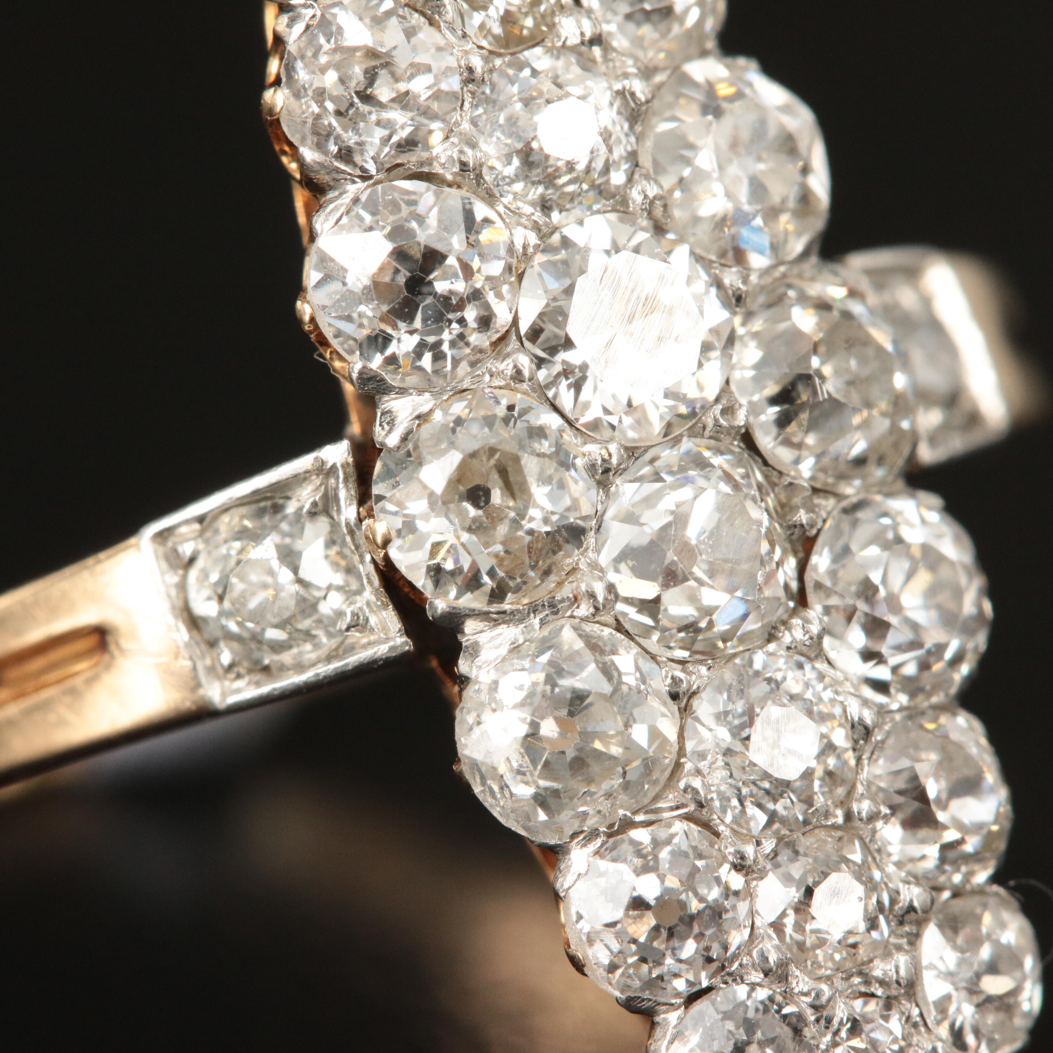 14K 3.00 CTW Diamond Edwardian Navette Ring with Platinum Accents