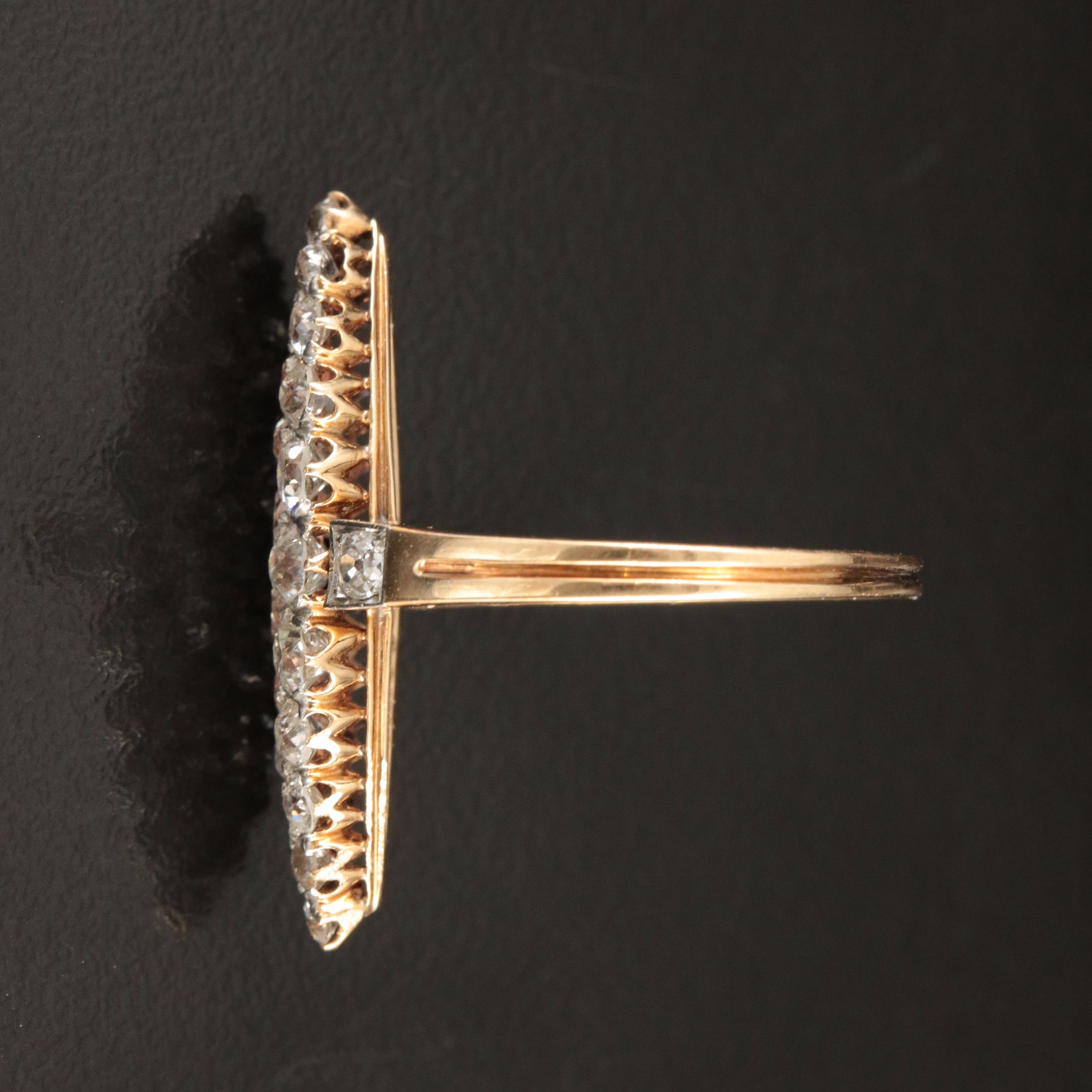 14K 3.00 CTW Diamond Edwardian Navette Ring with Platinum Accents