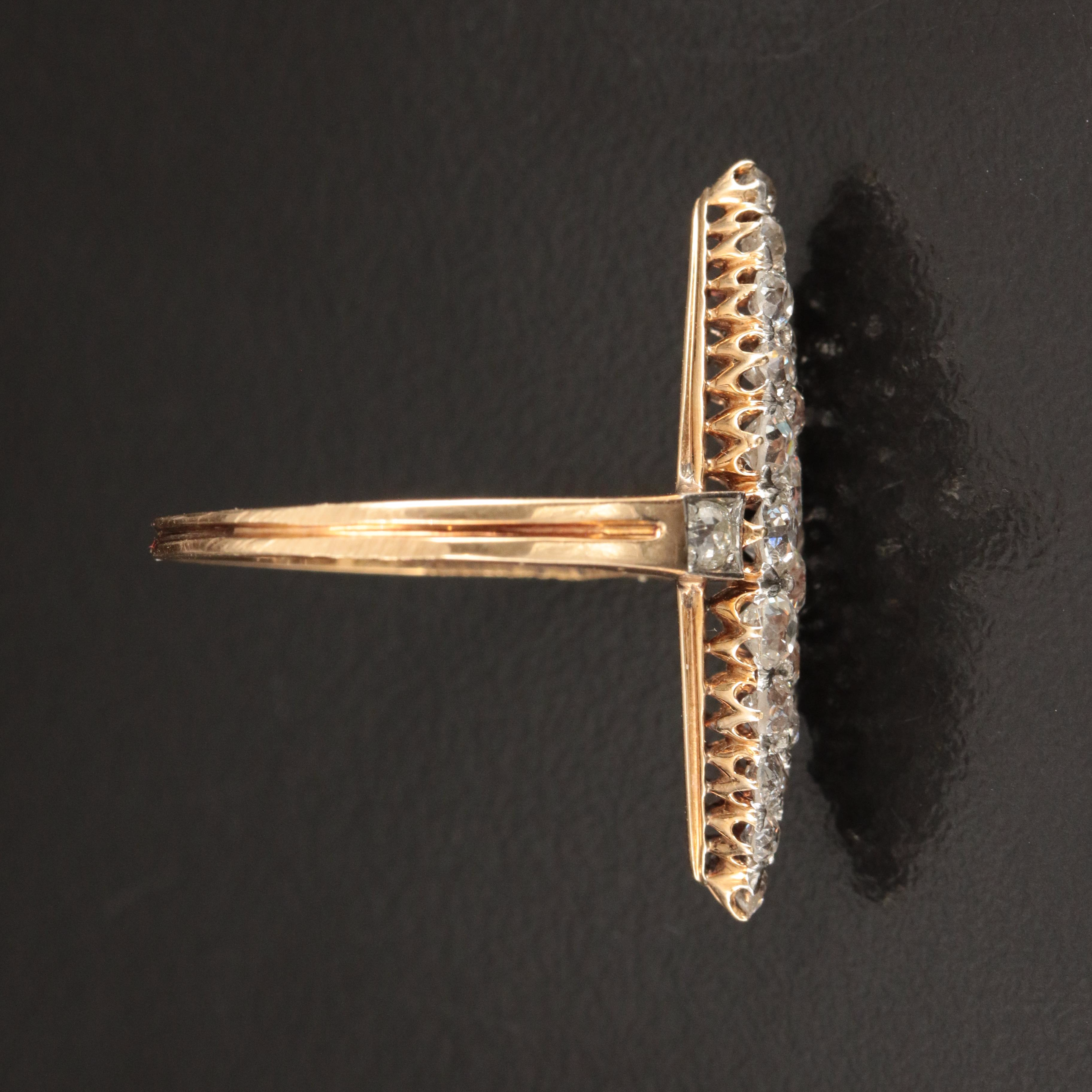 14K 3.00 CTW Diamond Edwardian Navette Ring with Platinum Accents