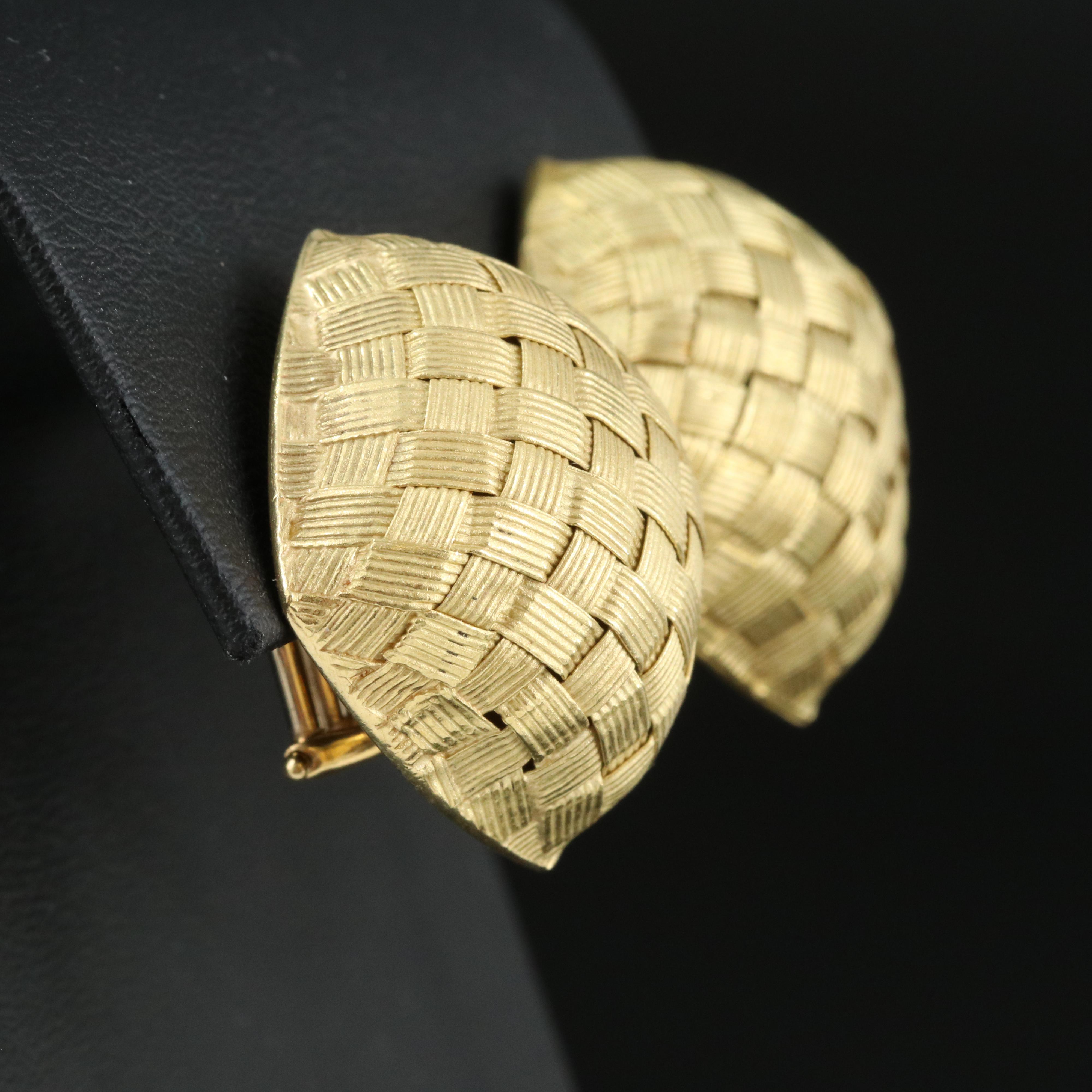 Roberto Coin Italian 18K Basketweave Earrings