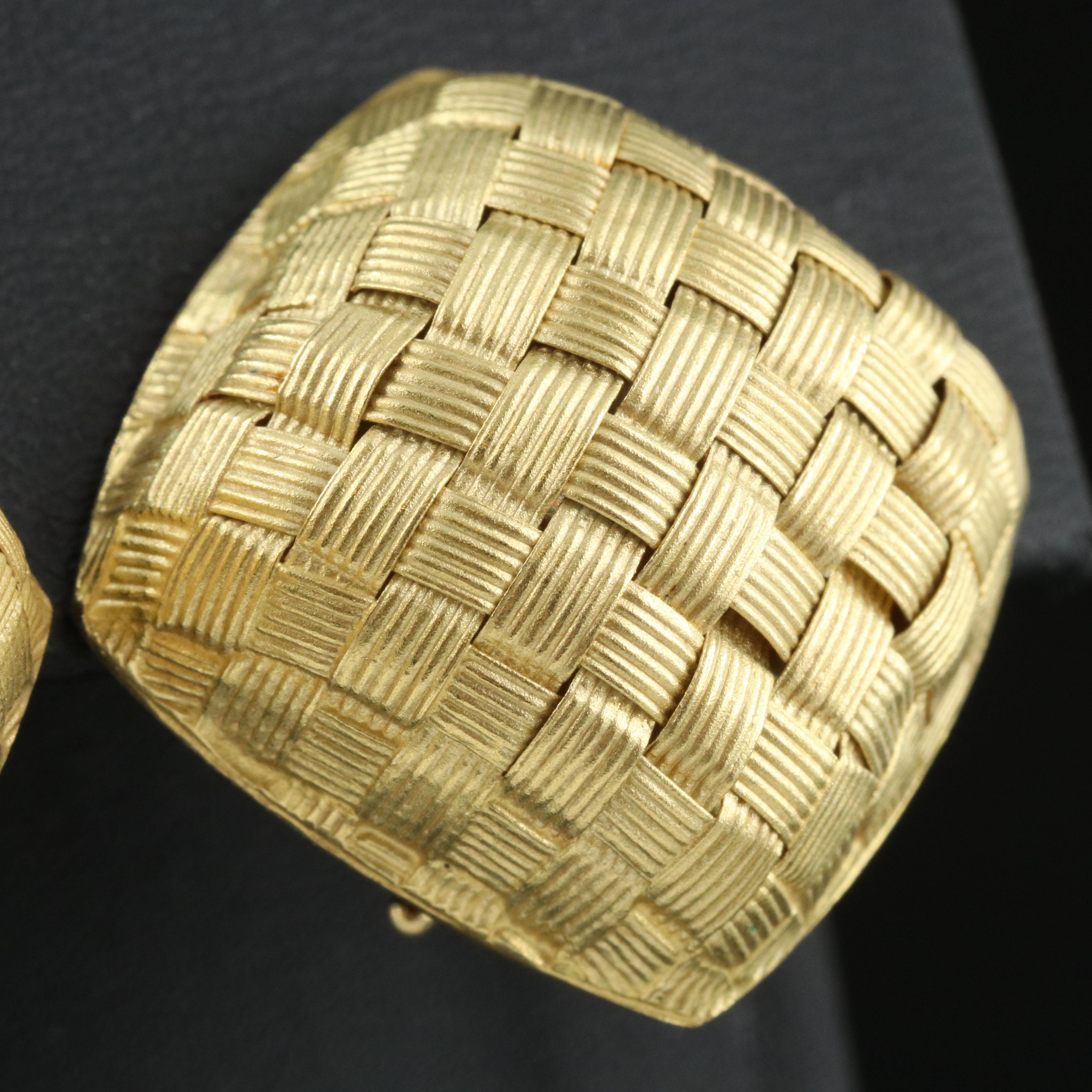 Roberto Coin Italian 18K Basketweave Earrings