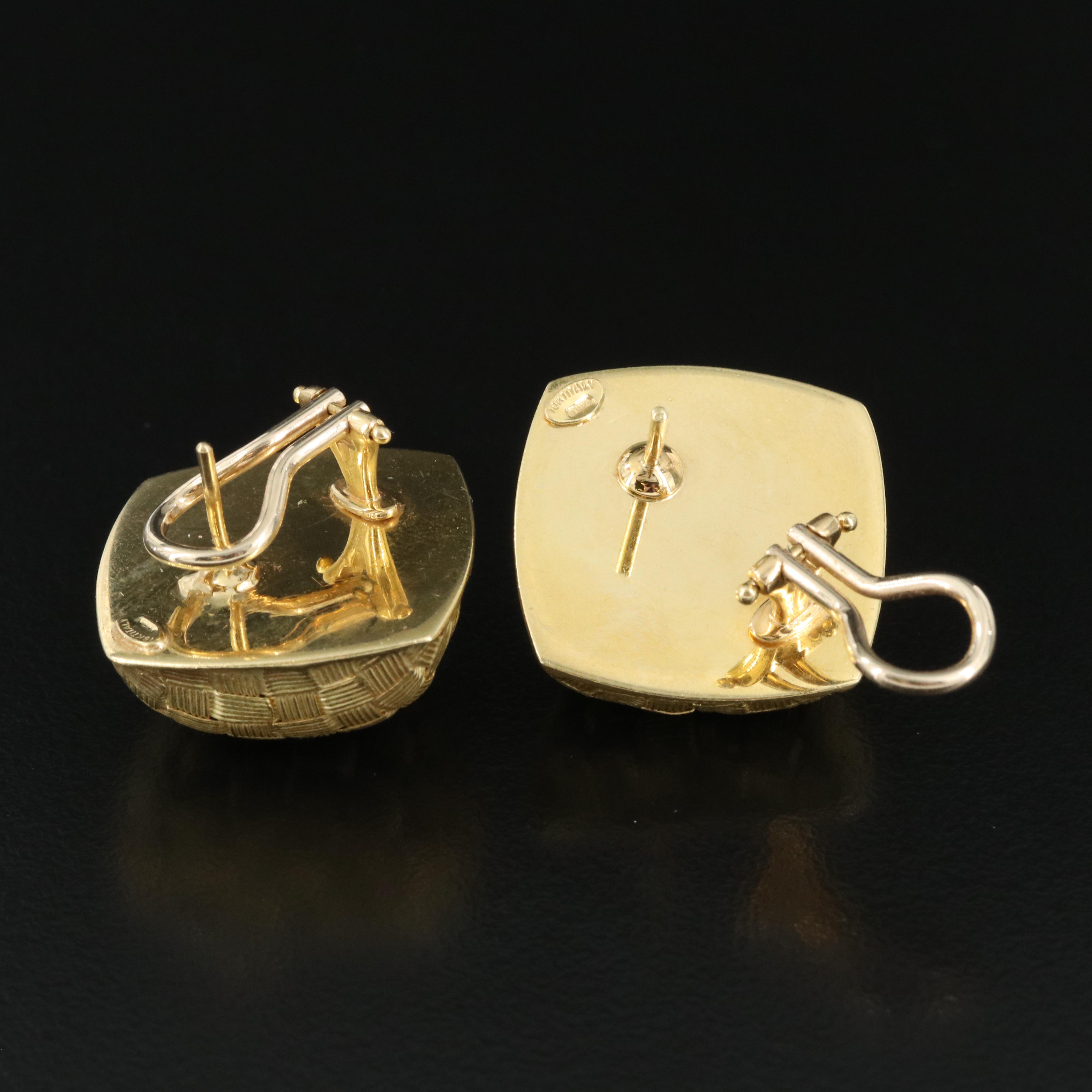 Roberto Coin Italian 18K Basketweave Earrings