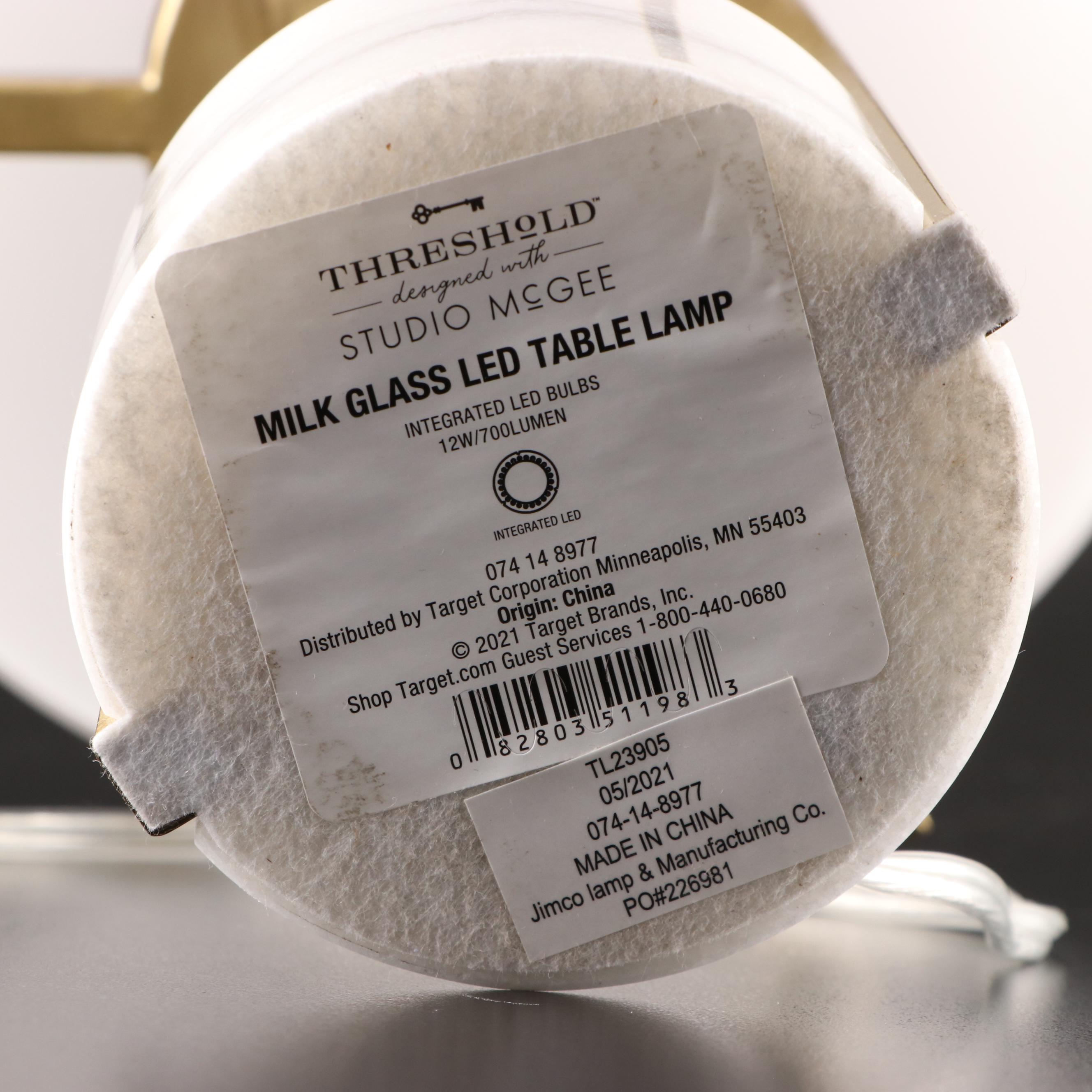 Threshold Studio McGee Designed Milk Glass Mushroom on Brass, Marble Table Lamp