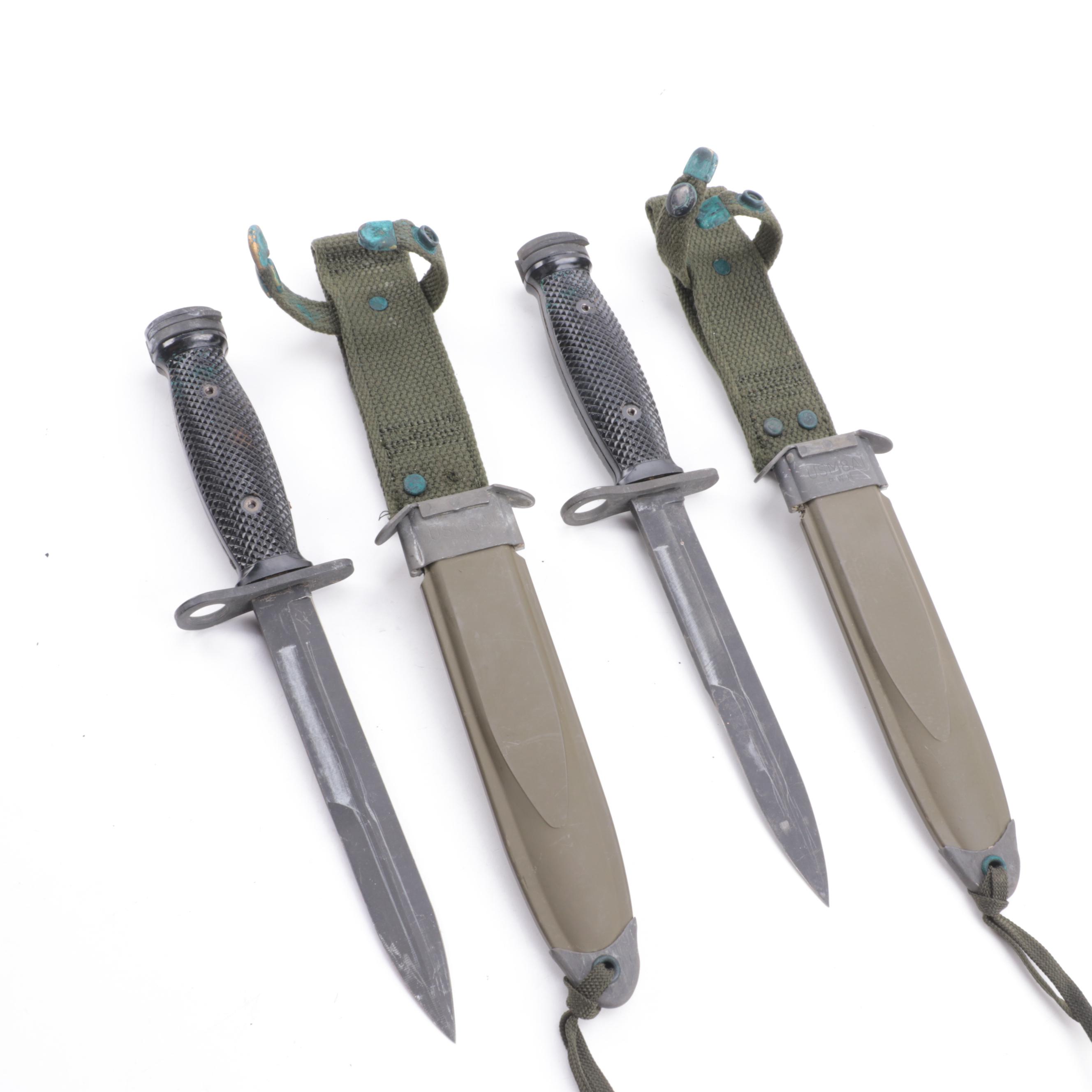 Vietnam Era U.S. M8AI Bayonets with Other Socket Bayonet and Leather Scabbard
