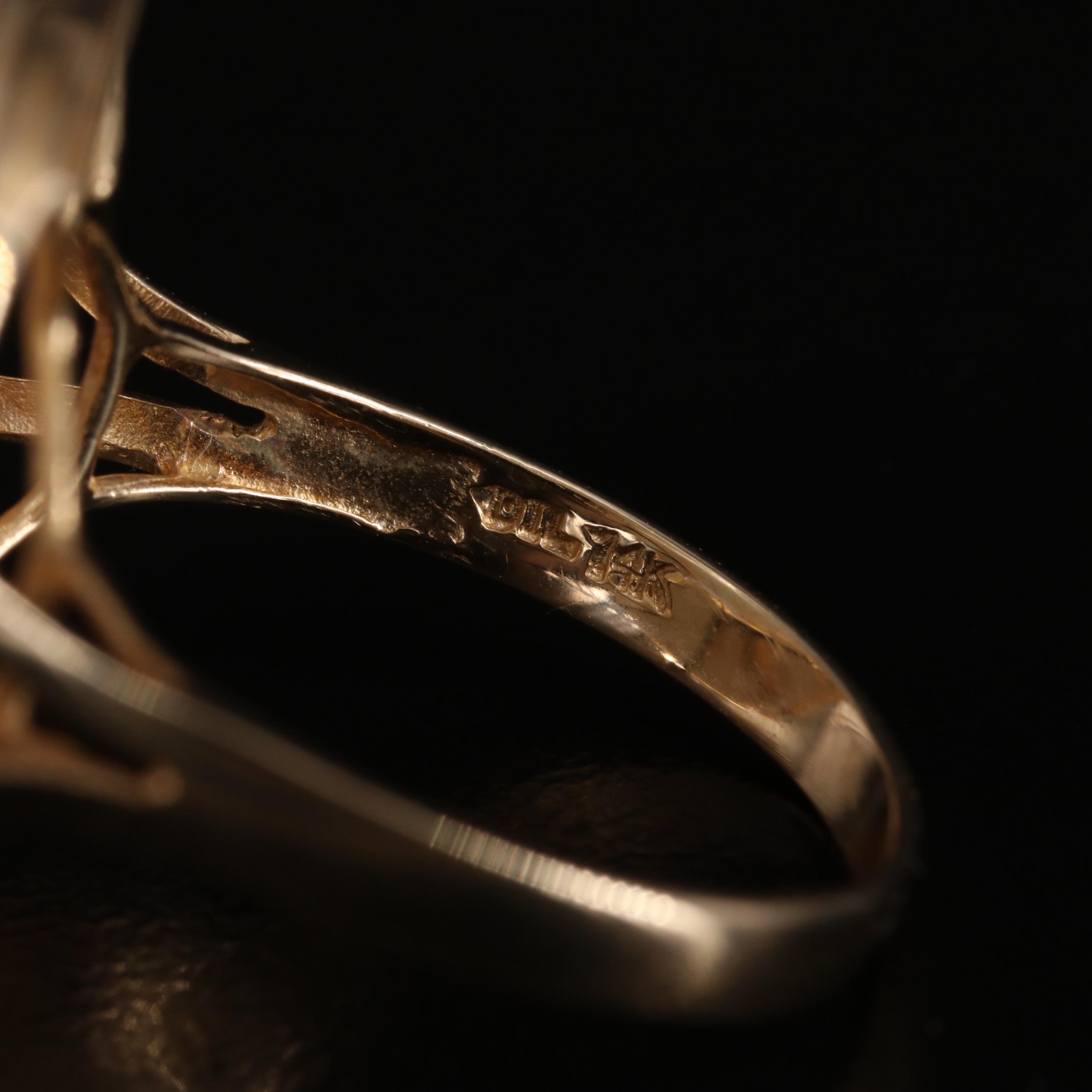 14K Mabé Pearl Ring with Leaf Detail