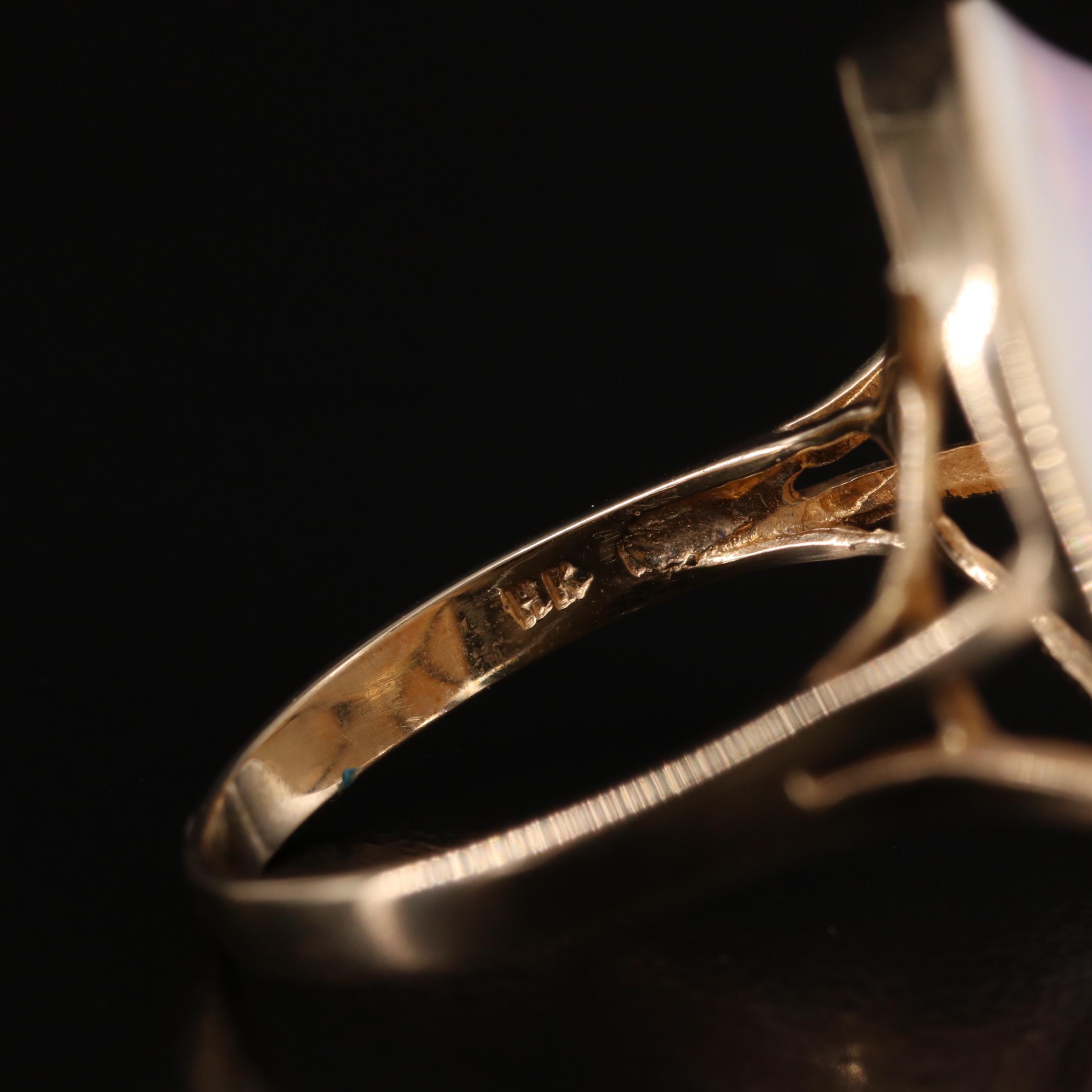 14K Mabé Pearl Ring with Leaf Detail