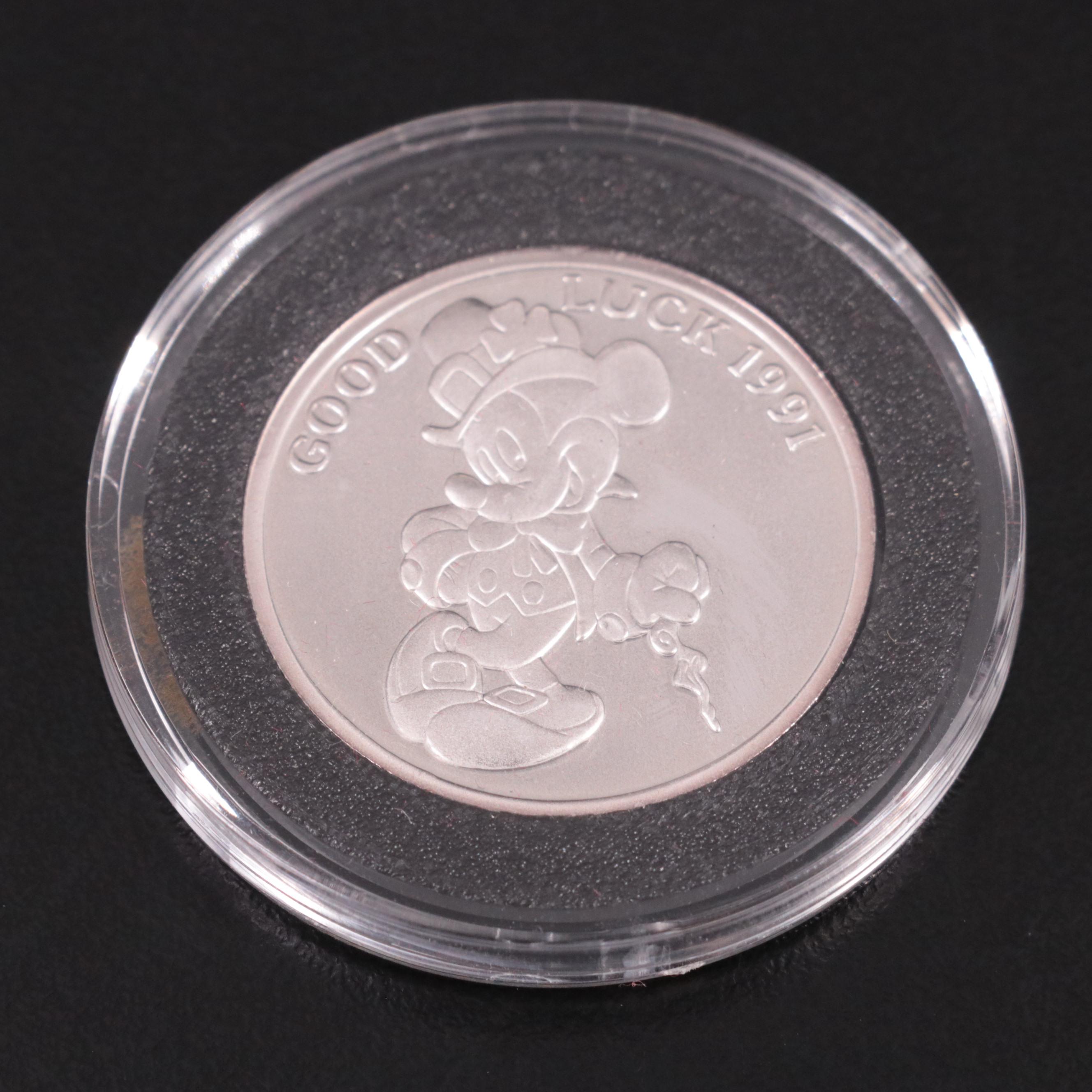 1991 "Mickey Mouse" One Half Ounce .999 Silver Coin