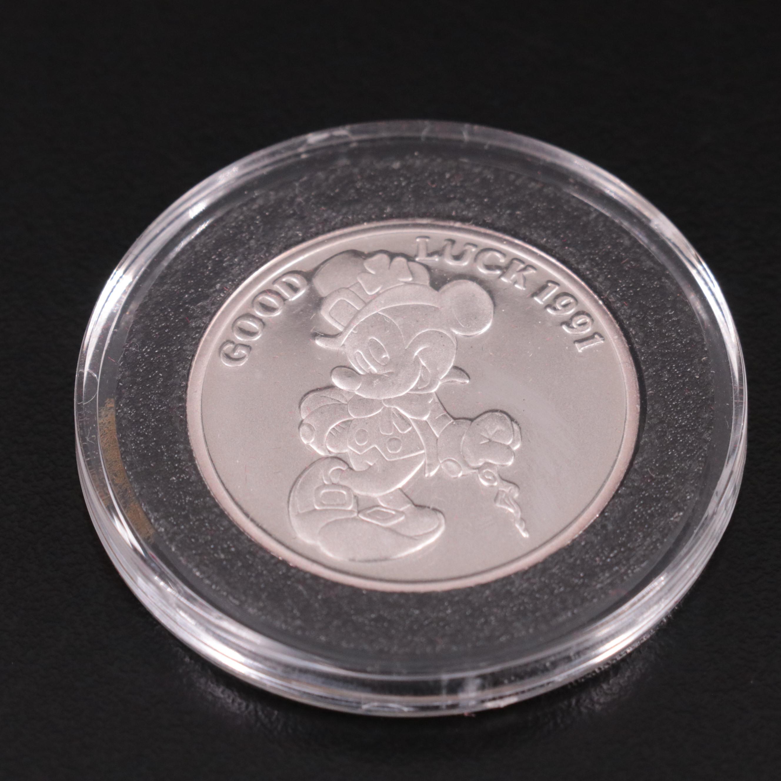 1991 "Mickey Mouse" One Half Ounce .999 Silver Coin