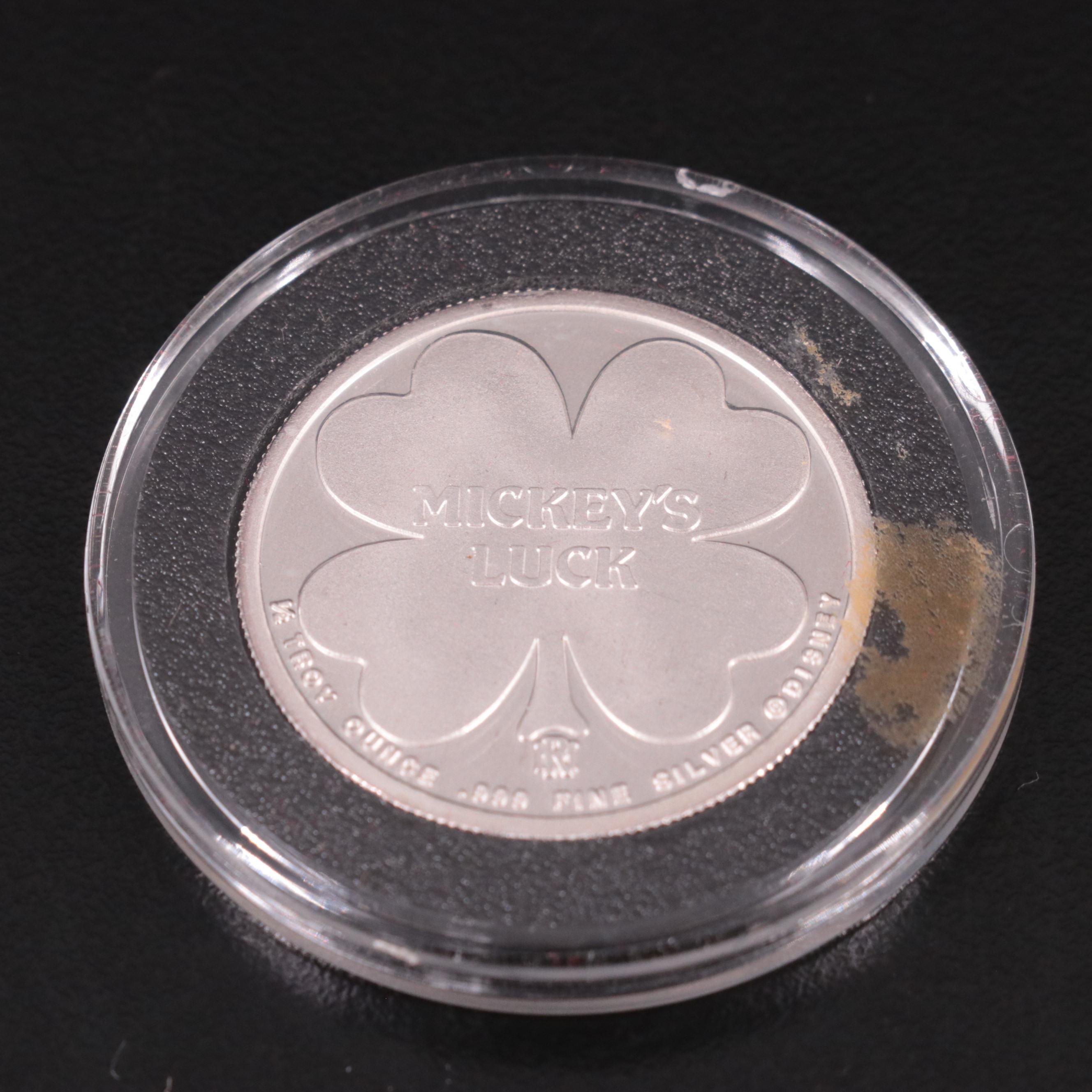 1991 "Mickey Mouse" One Half Ounce .999 Silver Coin