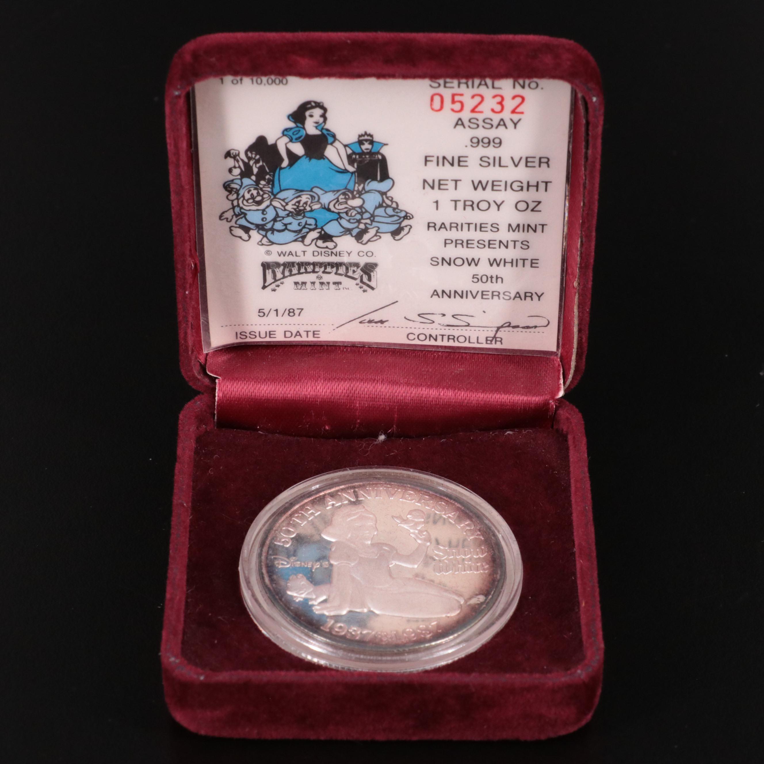 1987 "Snow White" One Ounce .999 Silver Coin