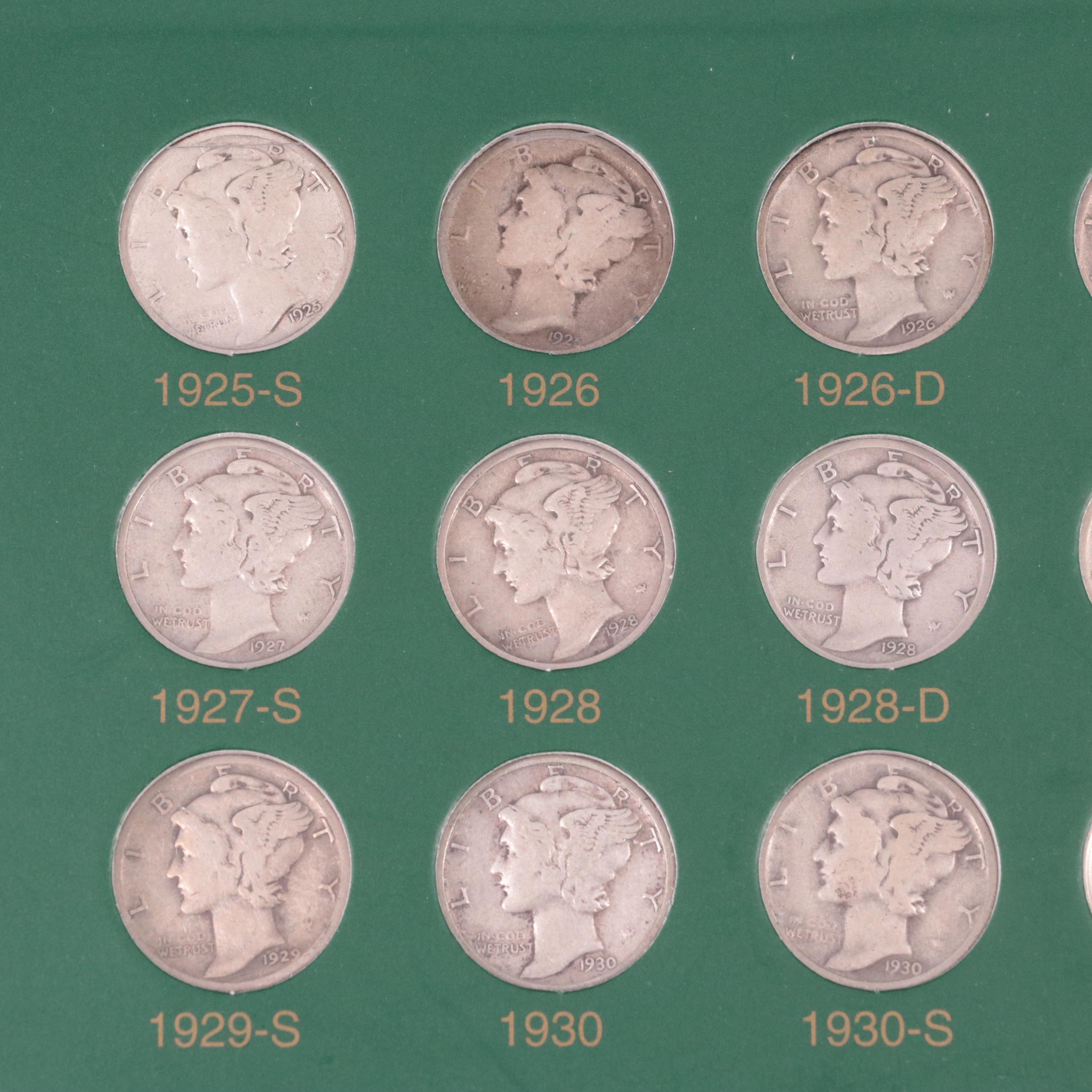 Mercury Silver Dime Set, 1916 to 1945
