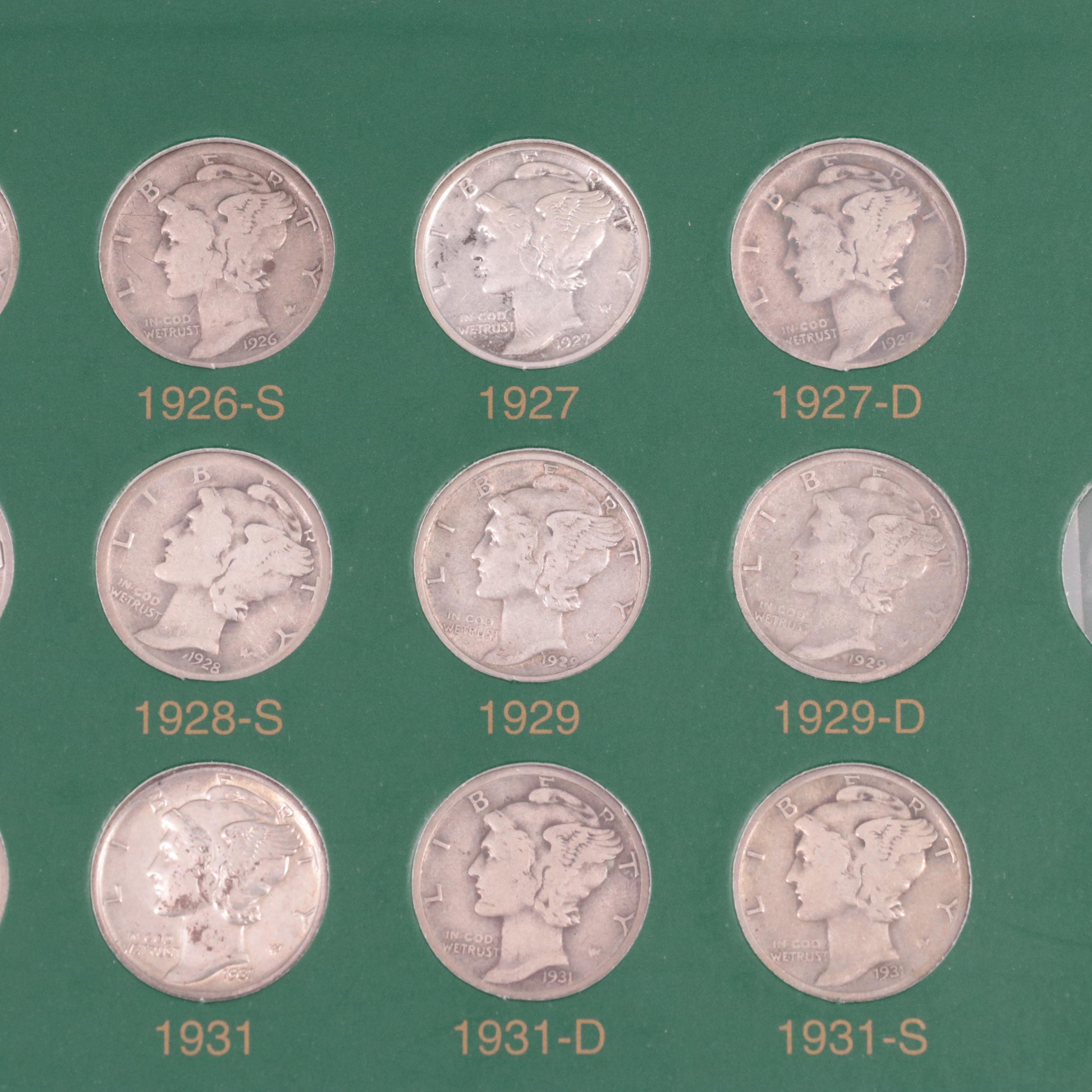 Mercury Silver Dime Set, 1916 to 1945