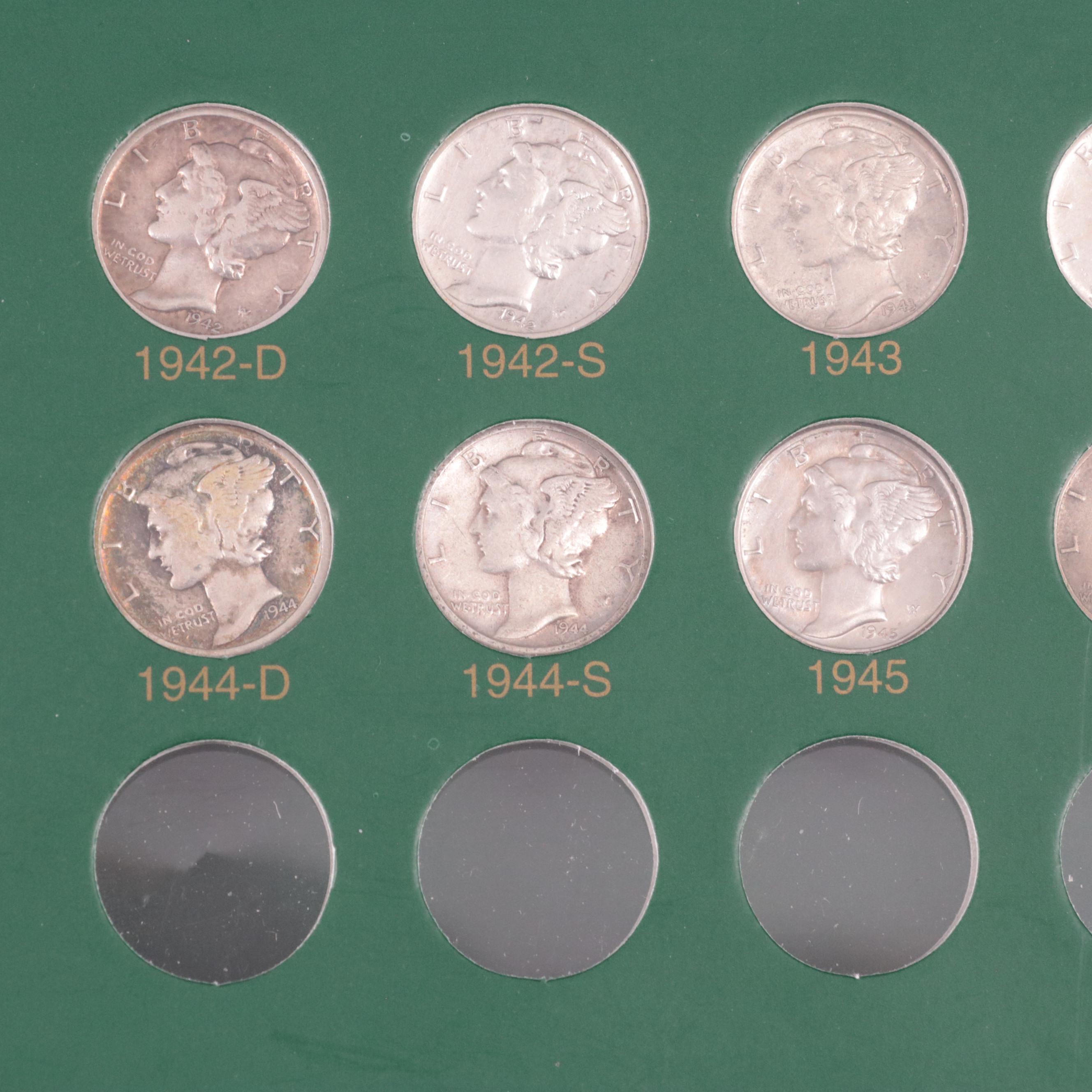 Mercury Silver Dime Set, 1916 to 1945