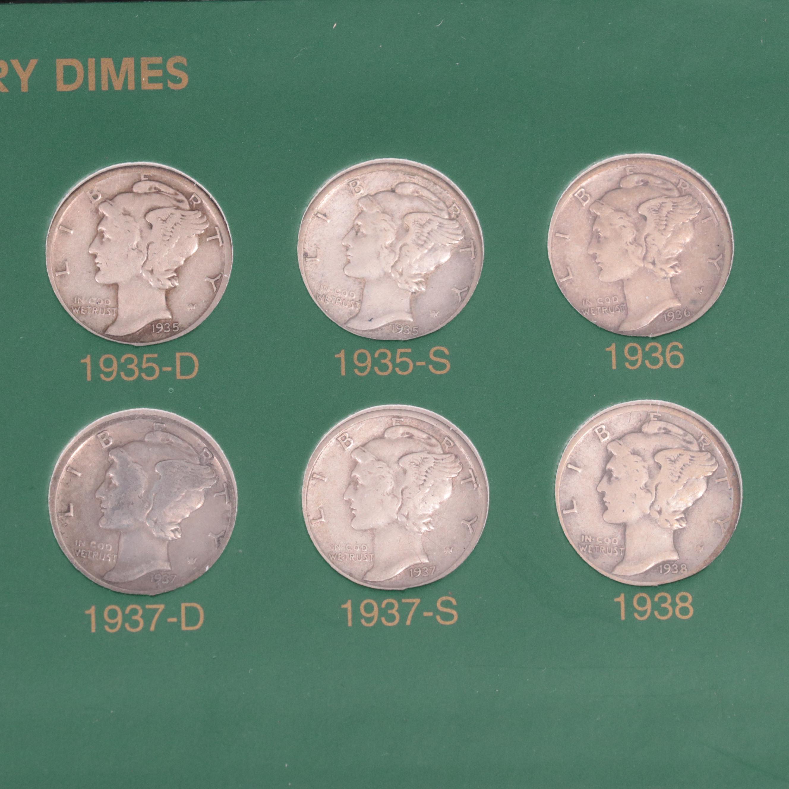 Mercury Silver Dime Set, 1916 to 1945
