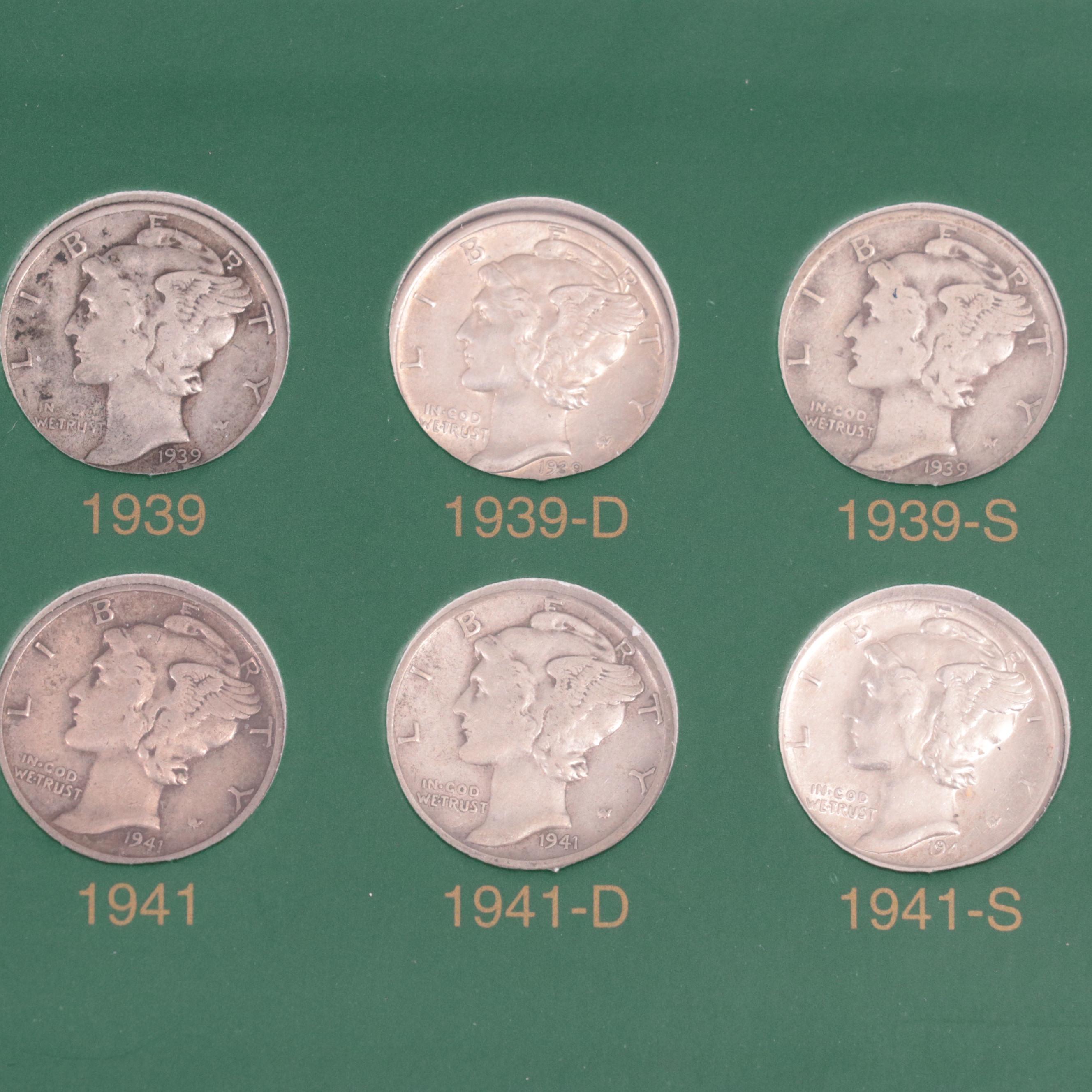 Mercury Silver Dime Set, 1916 to 1945