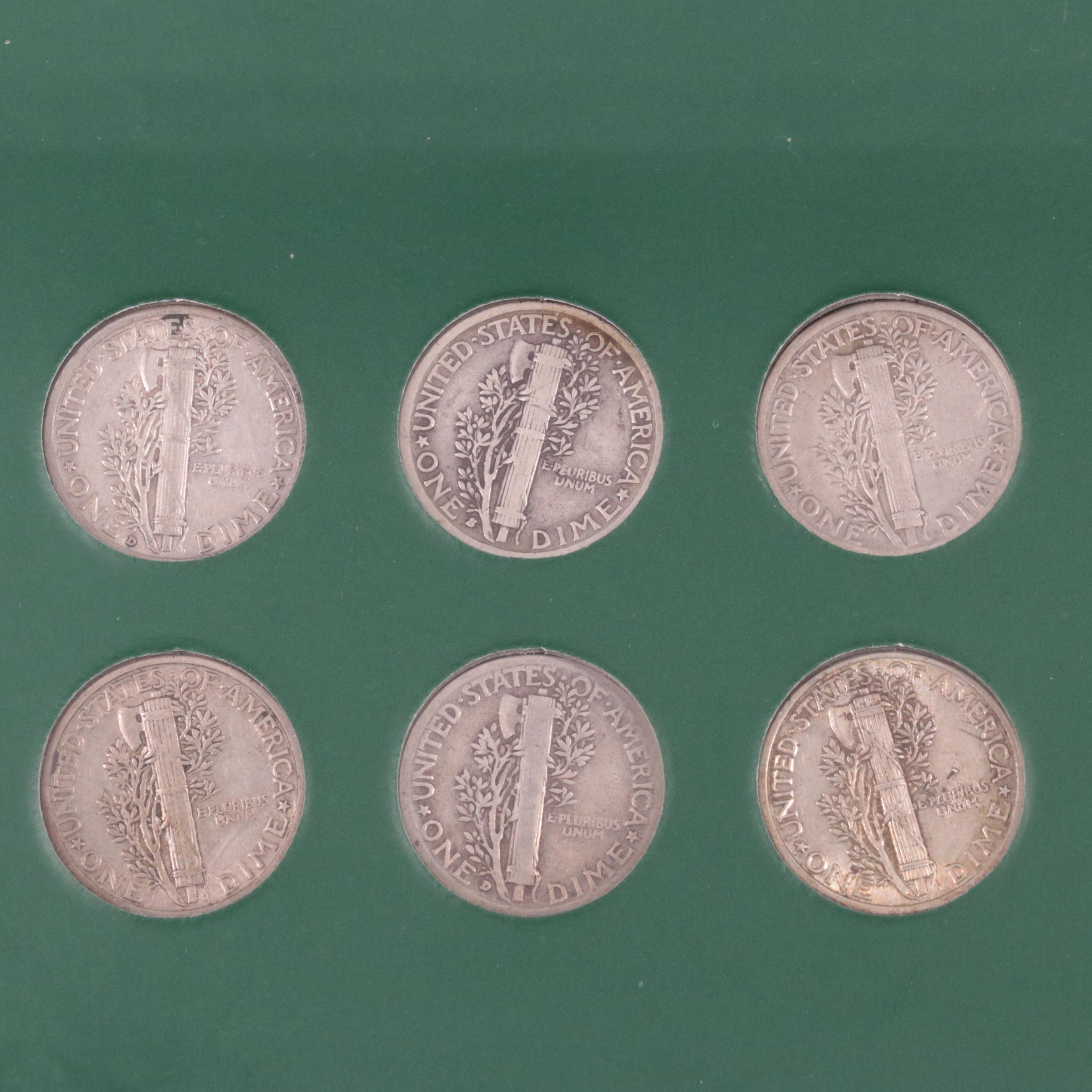 Mercury Silver Dime Set, 1916 to 1945