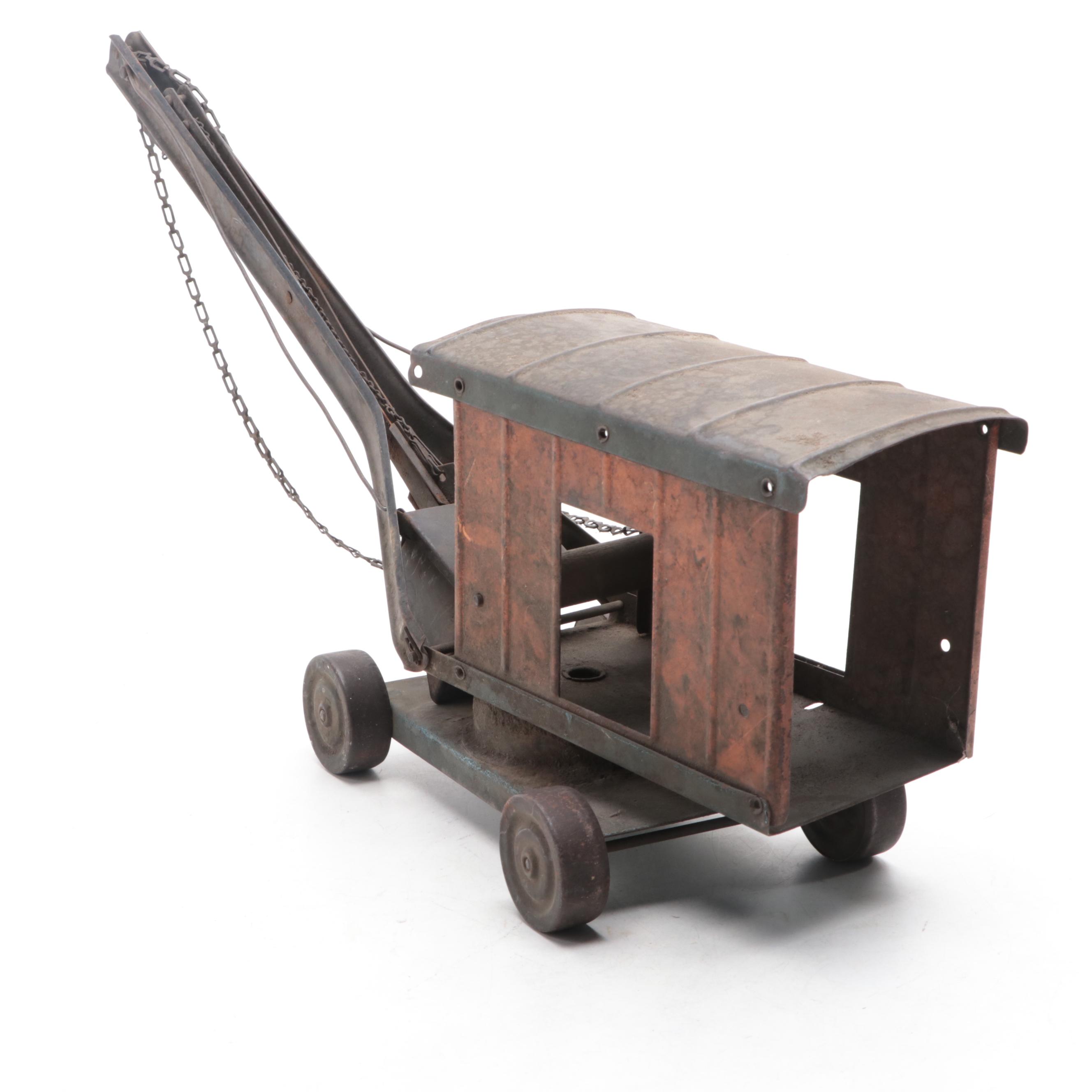 Structo Pressed Steel Toy Crane, Mid-20th Century