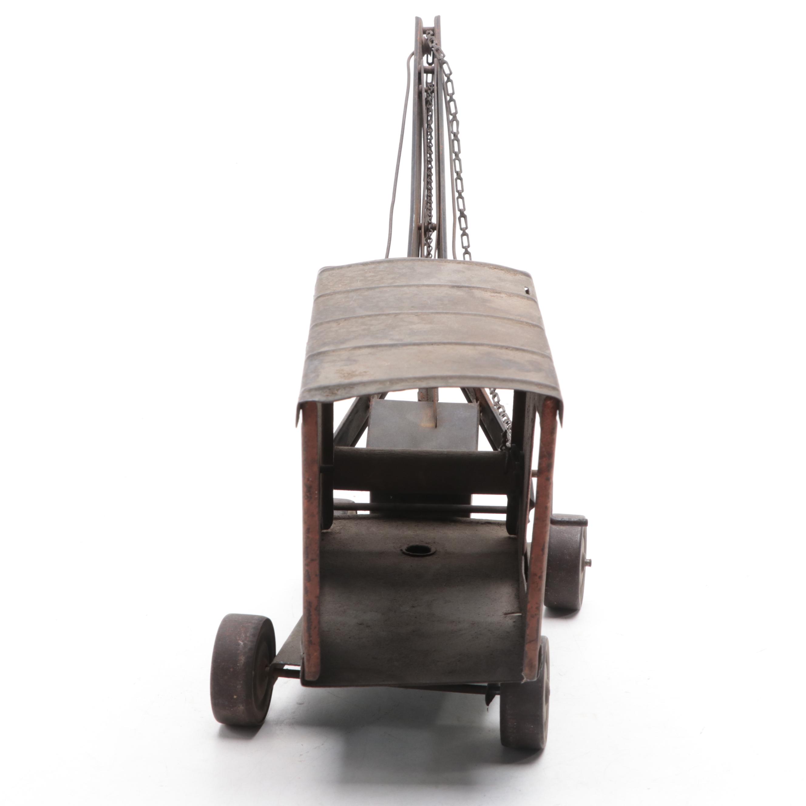 Structo Pressed Steel Toy Crane, Mid-20th Century